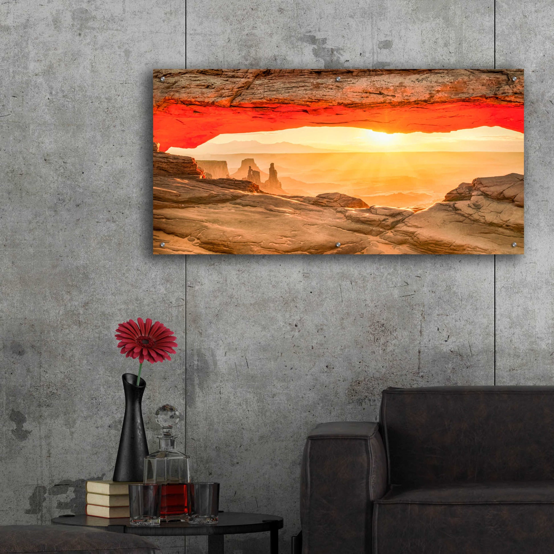 Epic Art 'Mesa Arch Sun Flare 2' by Grace Fine Arts Photography, Acrylic Glass Wall Art,48x24