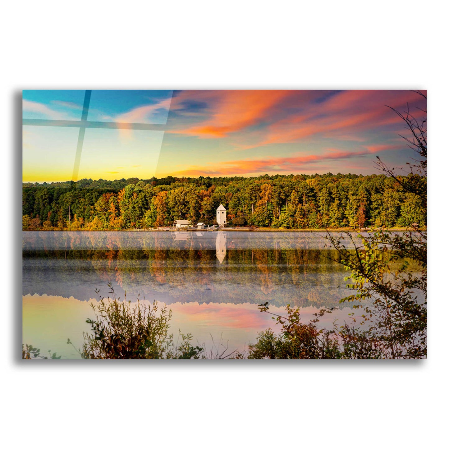 Epic Art 'North Carolina Boathouse In Autumn' by Grace Fine Arts Photography, Acrylic Glass Wall Art,16x12