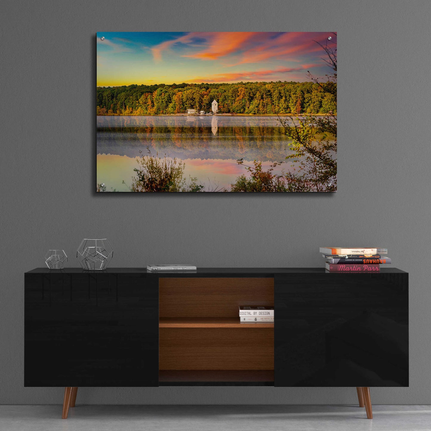 Epic Art 'North Carolina Boathouse In Autumn' by Grace Fine Arts Photography, Acrylic Glass Wall Art,36x24