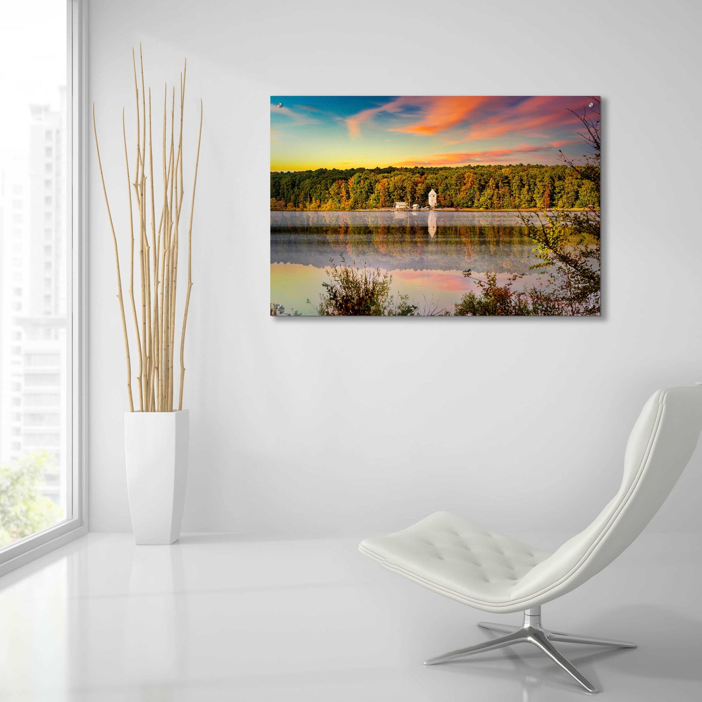 Epic Art 'North Carolina Boathouse In Autumn' by Grace Fine Arts Photography, Acrylic Glass Wall Art,36x24