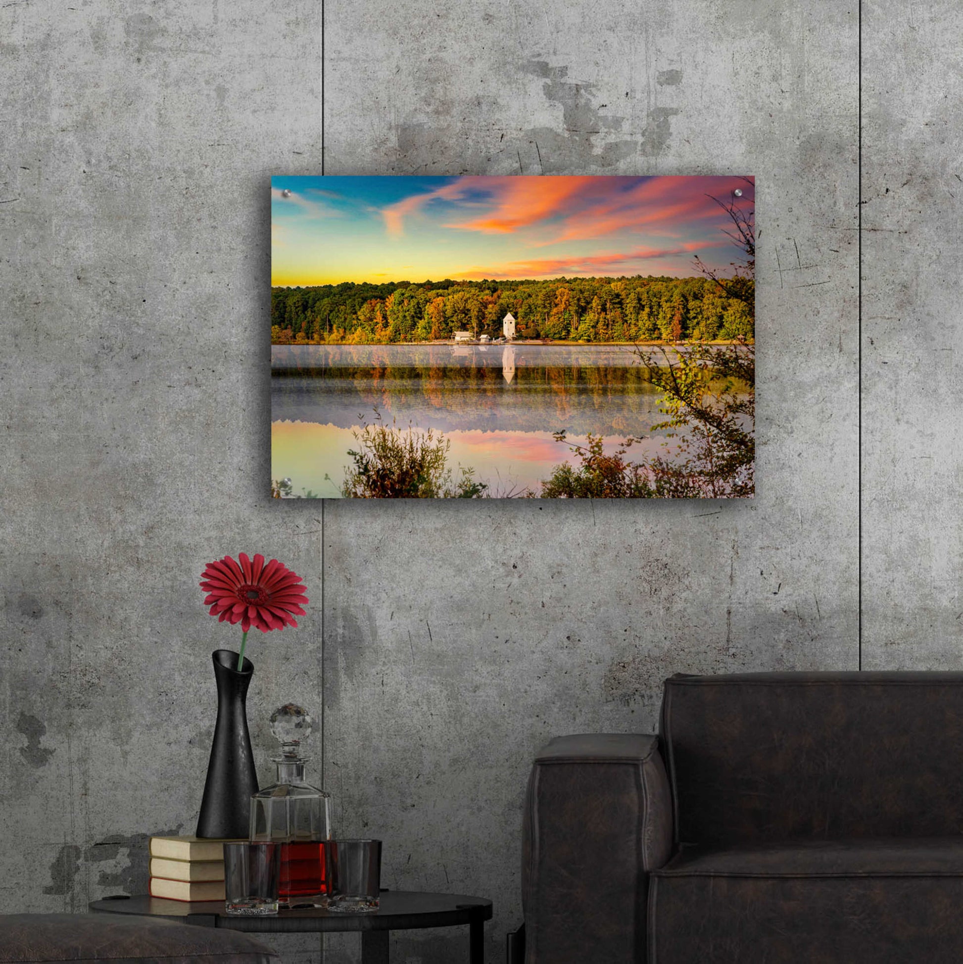 Epic Art 'North Carolina Boathouse In Autumn' by Grace Fine Arts Photography, Acrylic Glass Wall Art,36x24