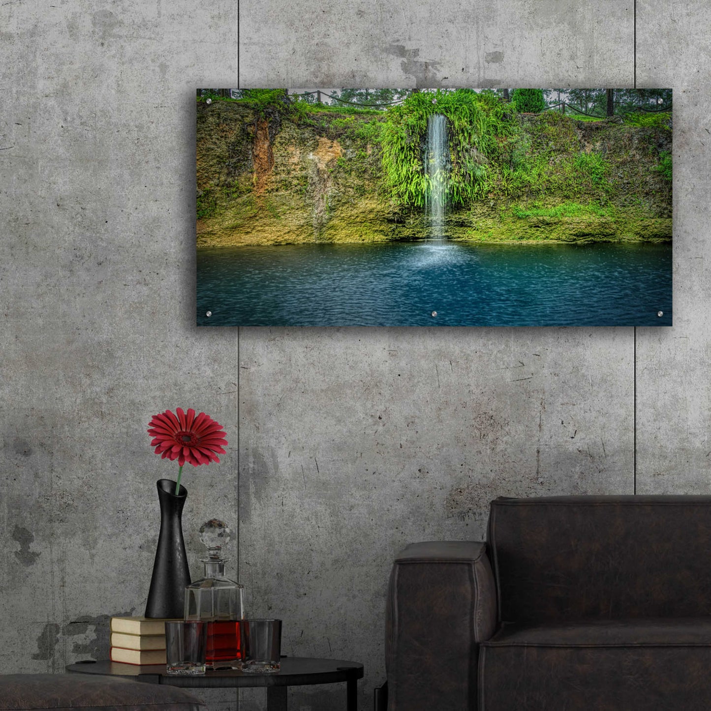 Epic Art 'Rainy Afternoon at Blue Grotto' by Grace Fine Arts Photography, Acrylic Glass Wall Art,48x24