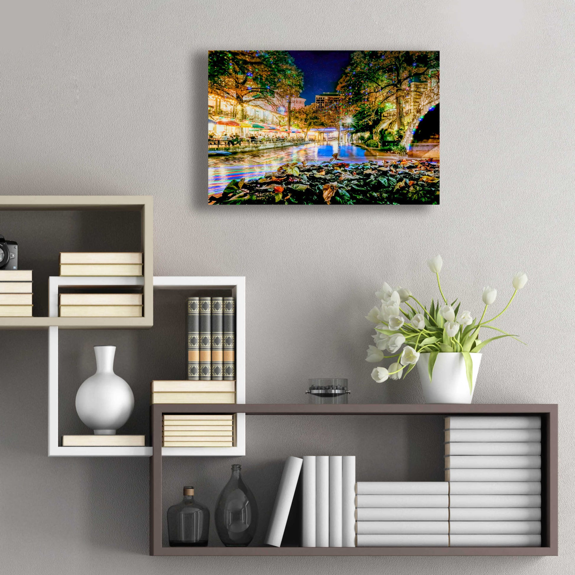 Epic Art 'Riverwalk Holiday Boating' by Grace Fine Arts Photography, Acrylic Glass Wall Art,24x16