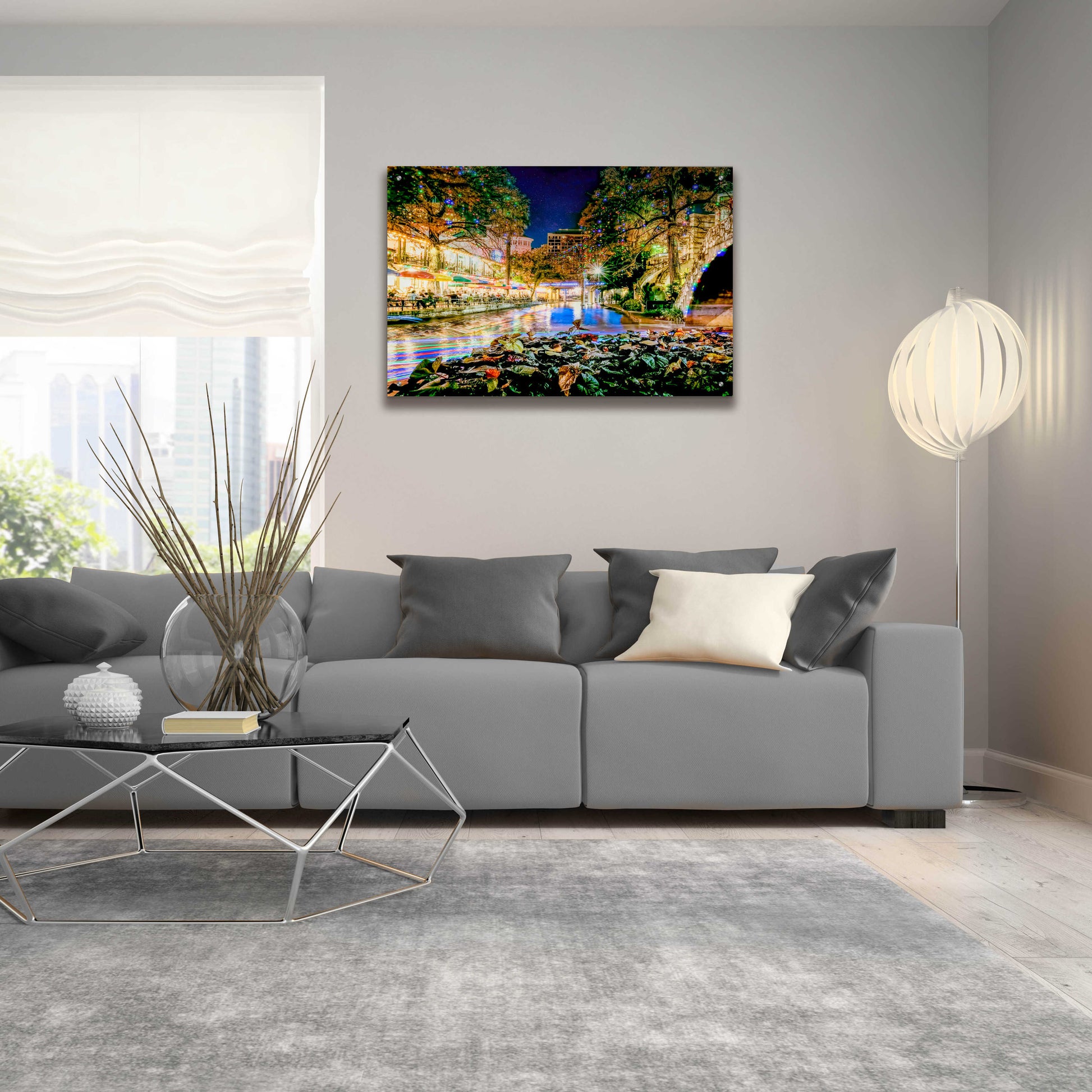 Epic Art 'Riverwalk Holiday Boating' by Grace Fine Arts Photography, Acrylic Glass Wall Art,36x24