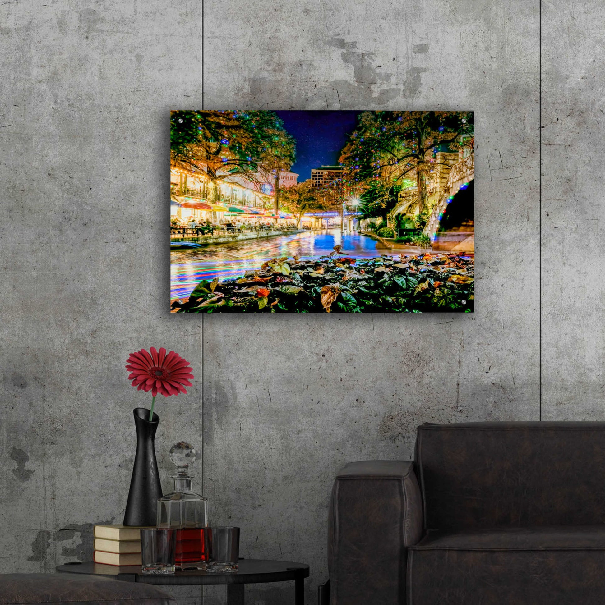 Epic Art 'Riverwalk Holiday Boating' by Grace Fine Arts Photography, Acrylic Glass Wall Art,36x24