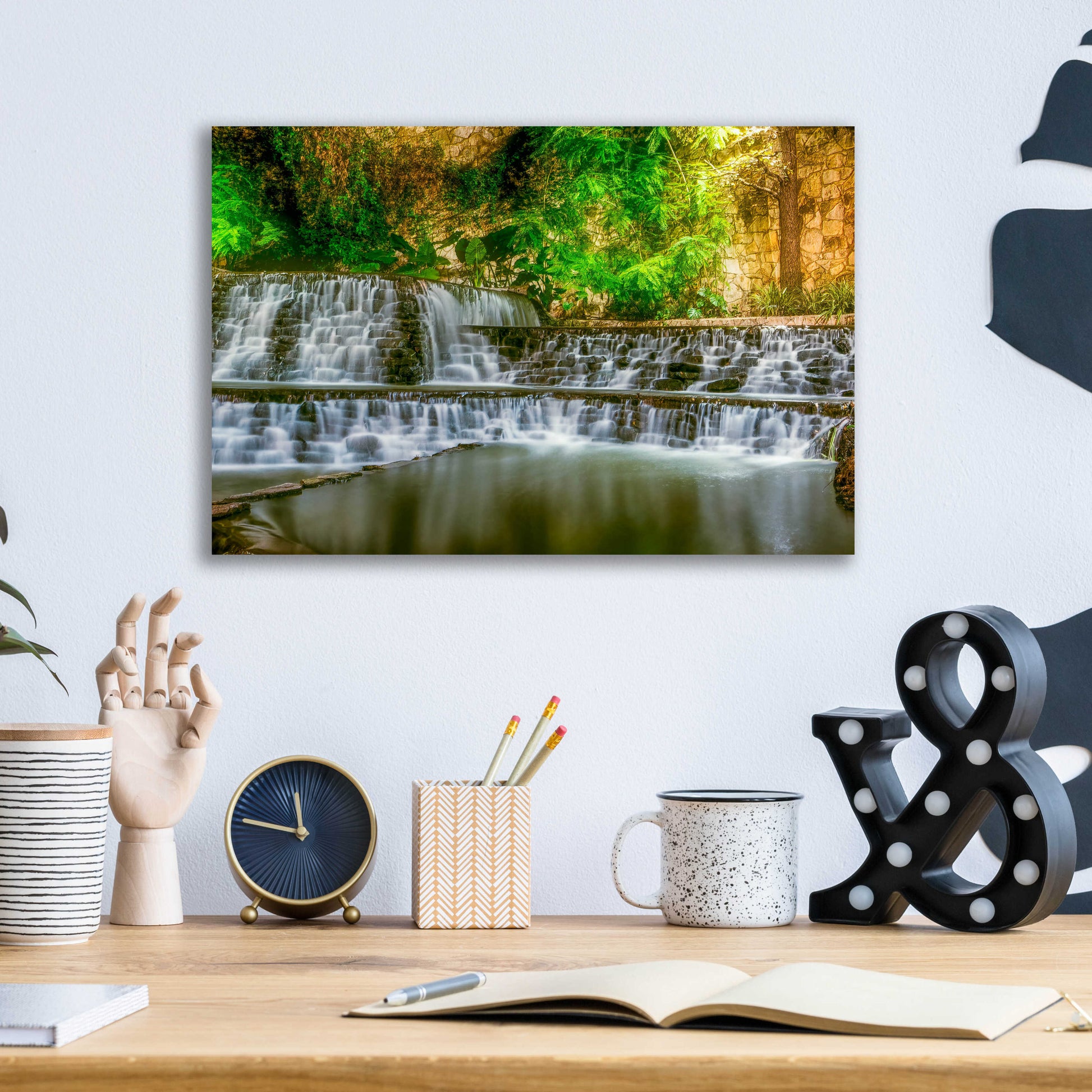 Epic Art 'Riverwalk Waterfall 1' by Grace Fine Arts Photography, Acrylic Glass Wall Art,16x12