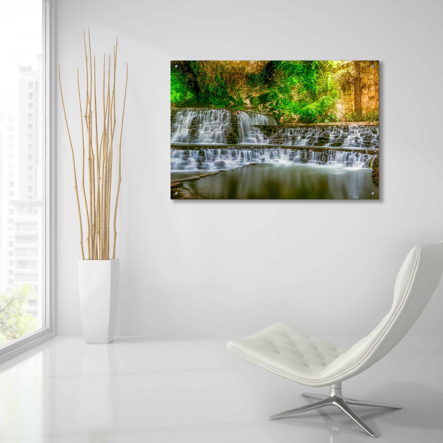 Epic Art 'Riverwalk Waterfall 1' by Grace Fine Arts Photography, Acrylic Glass Wall Art,36x24