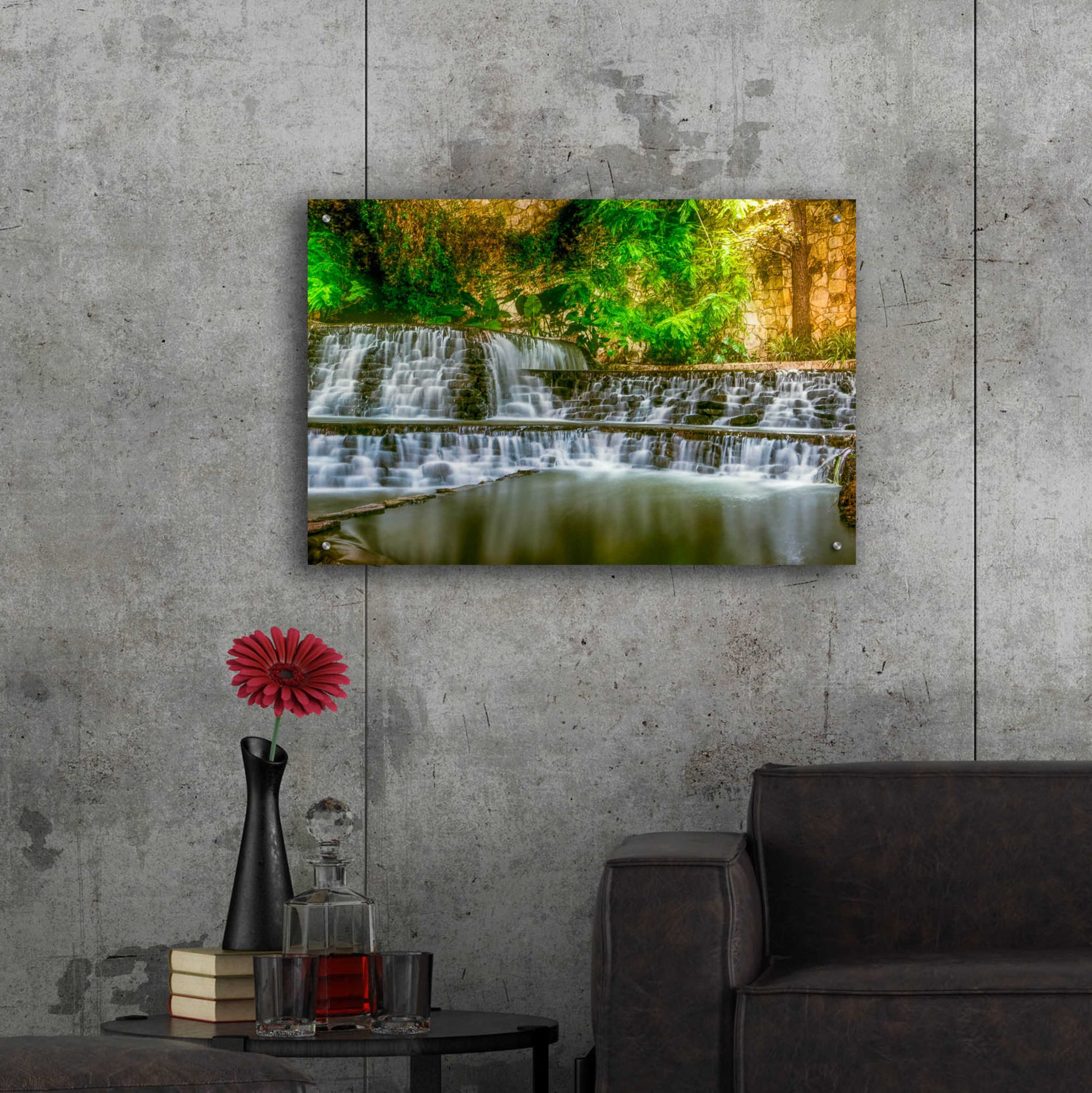 Epic Art 'Riverwalk Waterfall 1' by Grace Fine Arts Photography, Acrylic Glass Wall Art,36x24