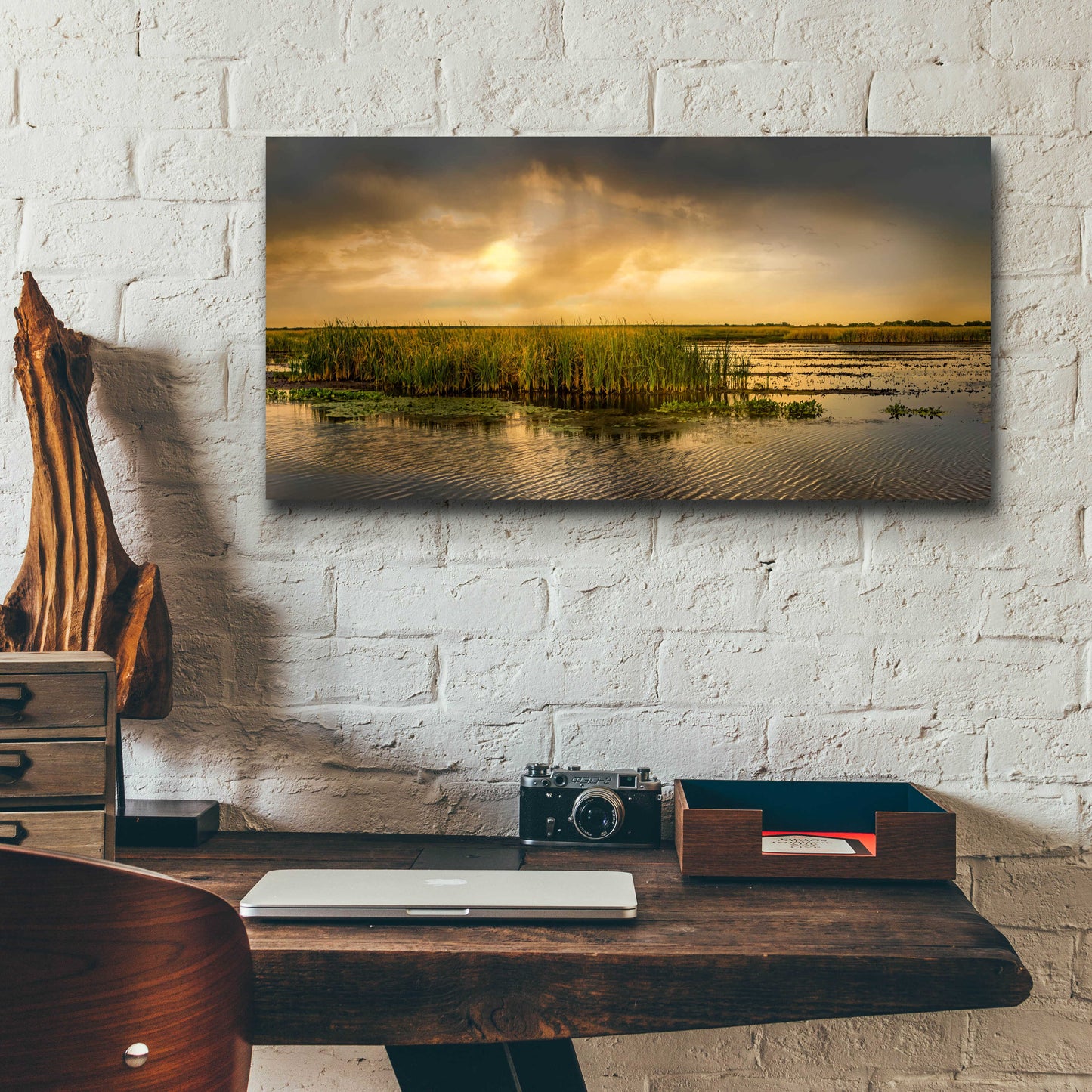 Epic Art 'Salt Flats of San Bernard at Sunset' by Grace Fine Arts Photography, Acrylic Glass Wall Art,24x12