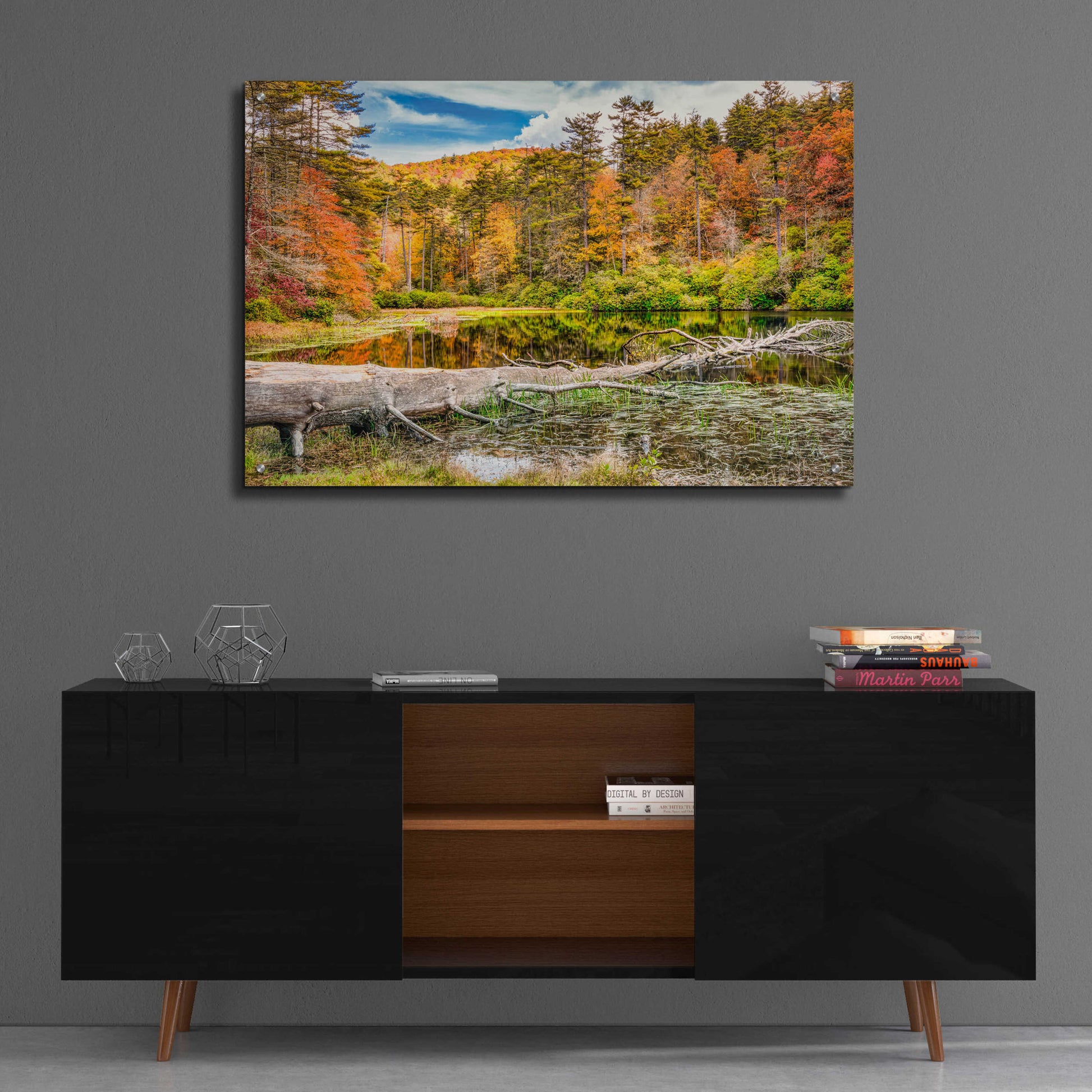 Epic Art 'Smoky Mountains Autumn Lake 2' by Grace Fine Arts Photography, Acrylic Glass Wall Art,36x24