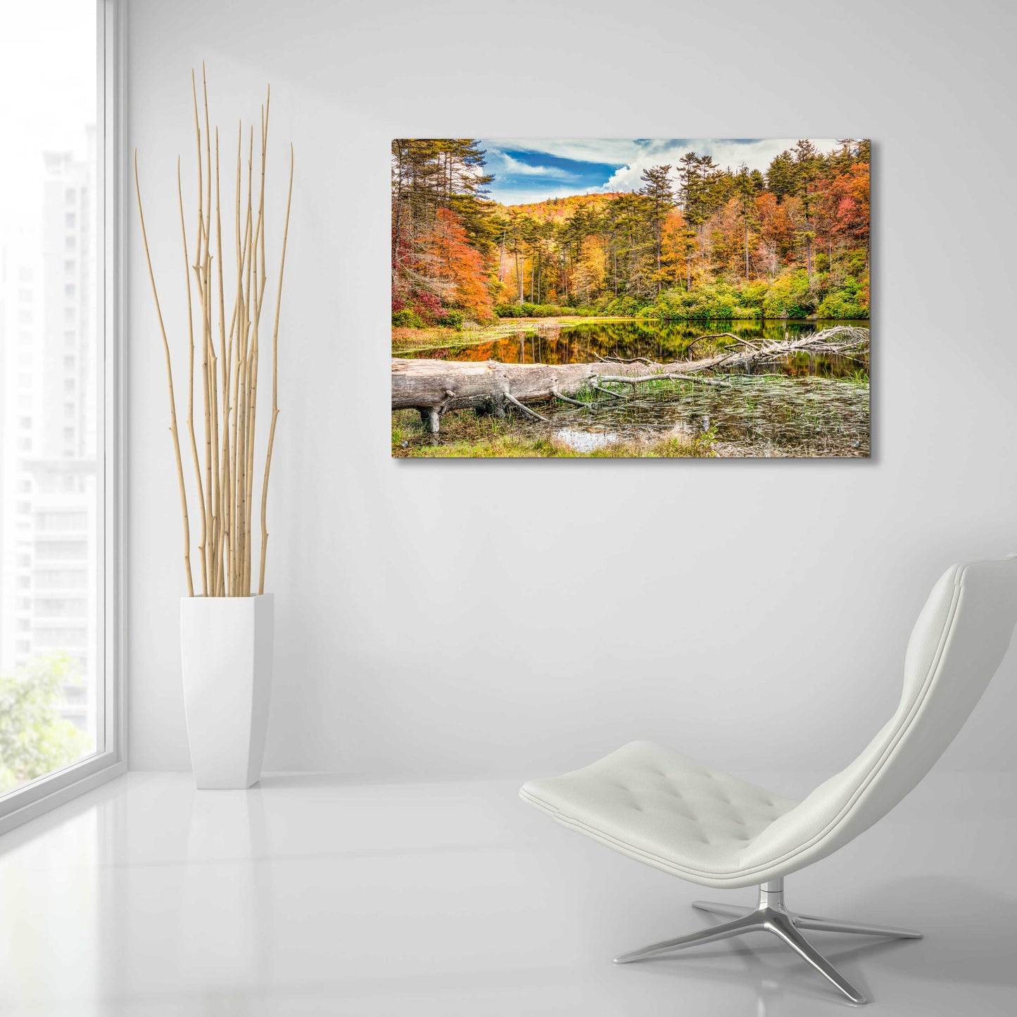 Epic Art 'Smoky Mountains Autumn Lake 2' by Grace Fine Arts Photography, Acrylic Glass Wall Art,36x24