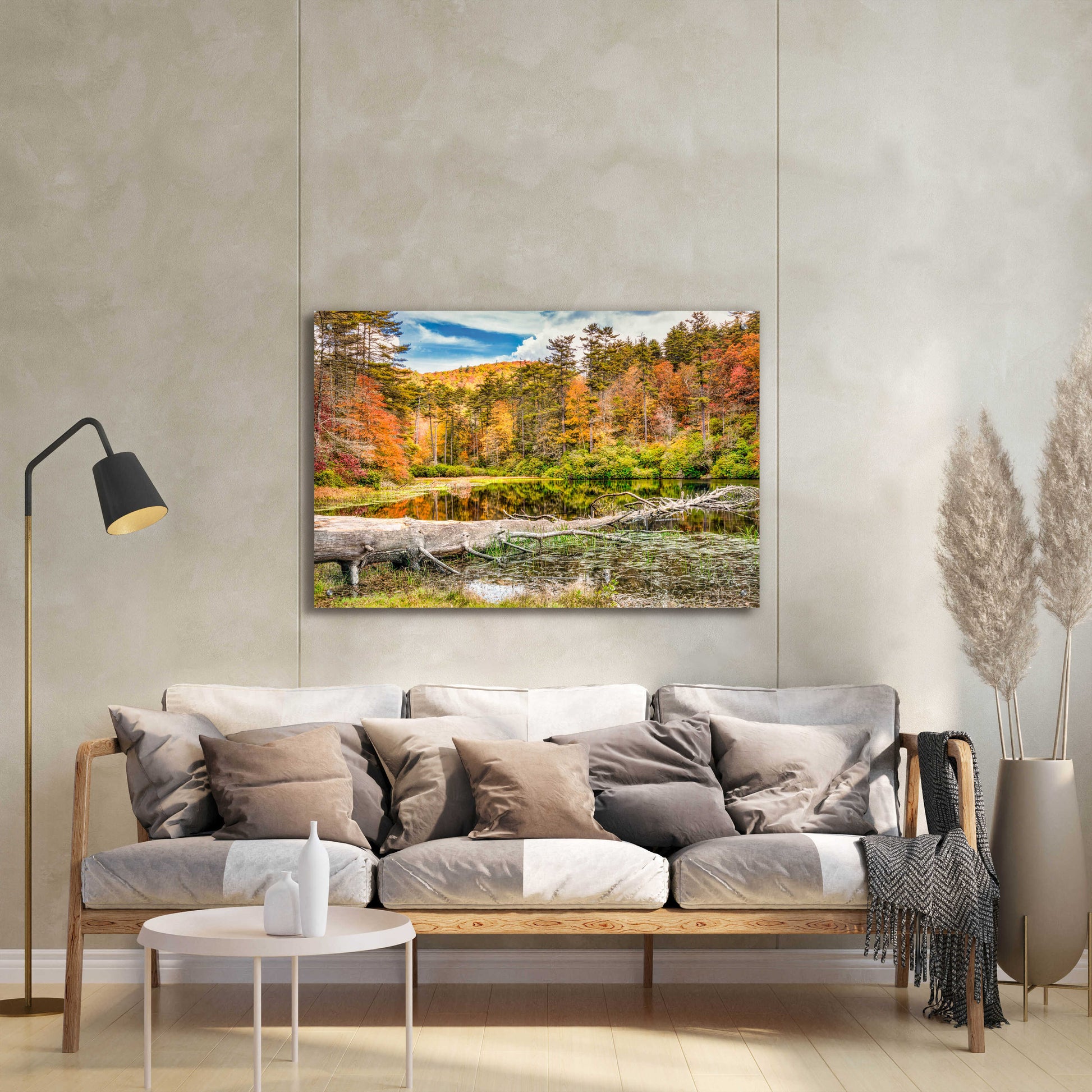 Epic Art 'Smoky Mountains Autumn Lake 2' by Grace Fine Arts Photography, Acrylic Glass Wall Art,36x24