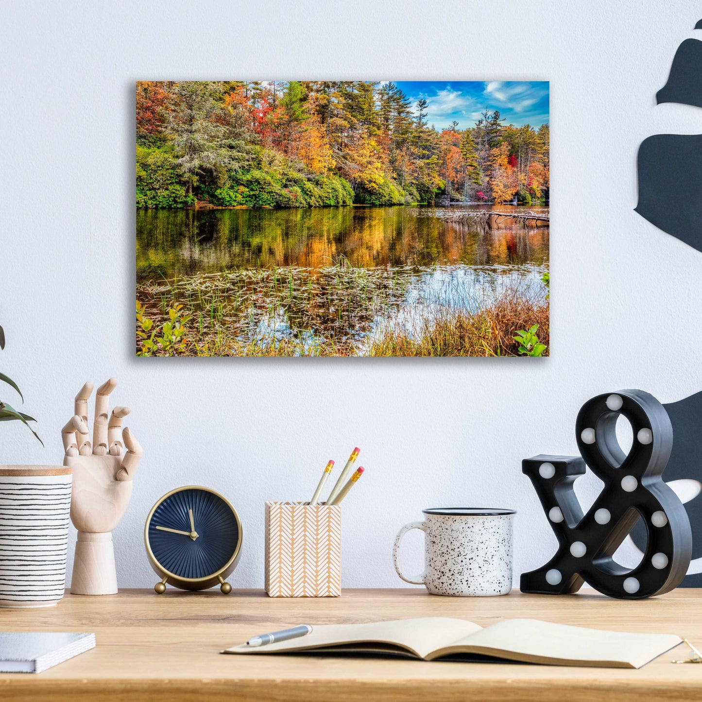 Epic Art 'Smoky Mountains Autumn Lake 4' by Grace Fine Arts Photography, Acrylic Glass Wall Art,16x12