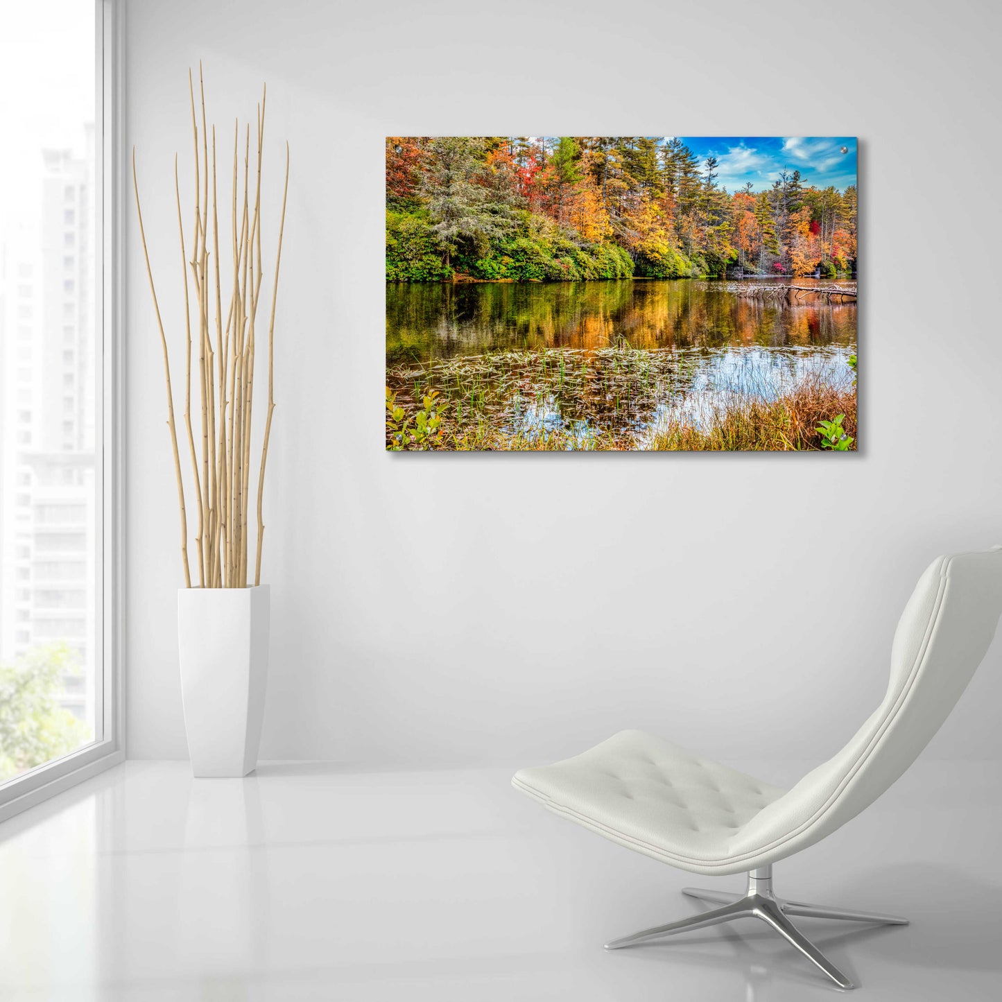 Epic Art 'Smoky Mountains Autumn Lake 4' by Grace Fine Arts Photography, Acrylic Glass Wall Art,36x24