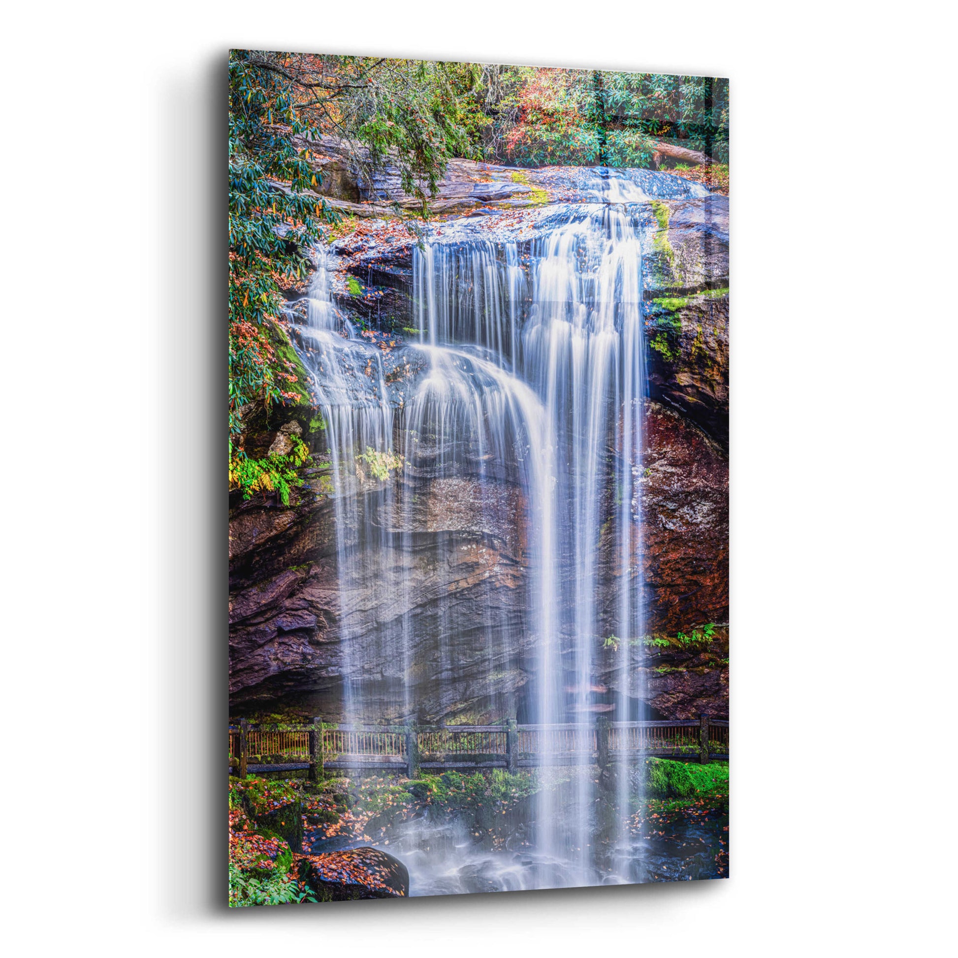 Epic Art 'Smoky Mountains Autumn Waterfall 1' by Grace Fine Arts Photography, Acrylic Glass Wall Art,12x16