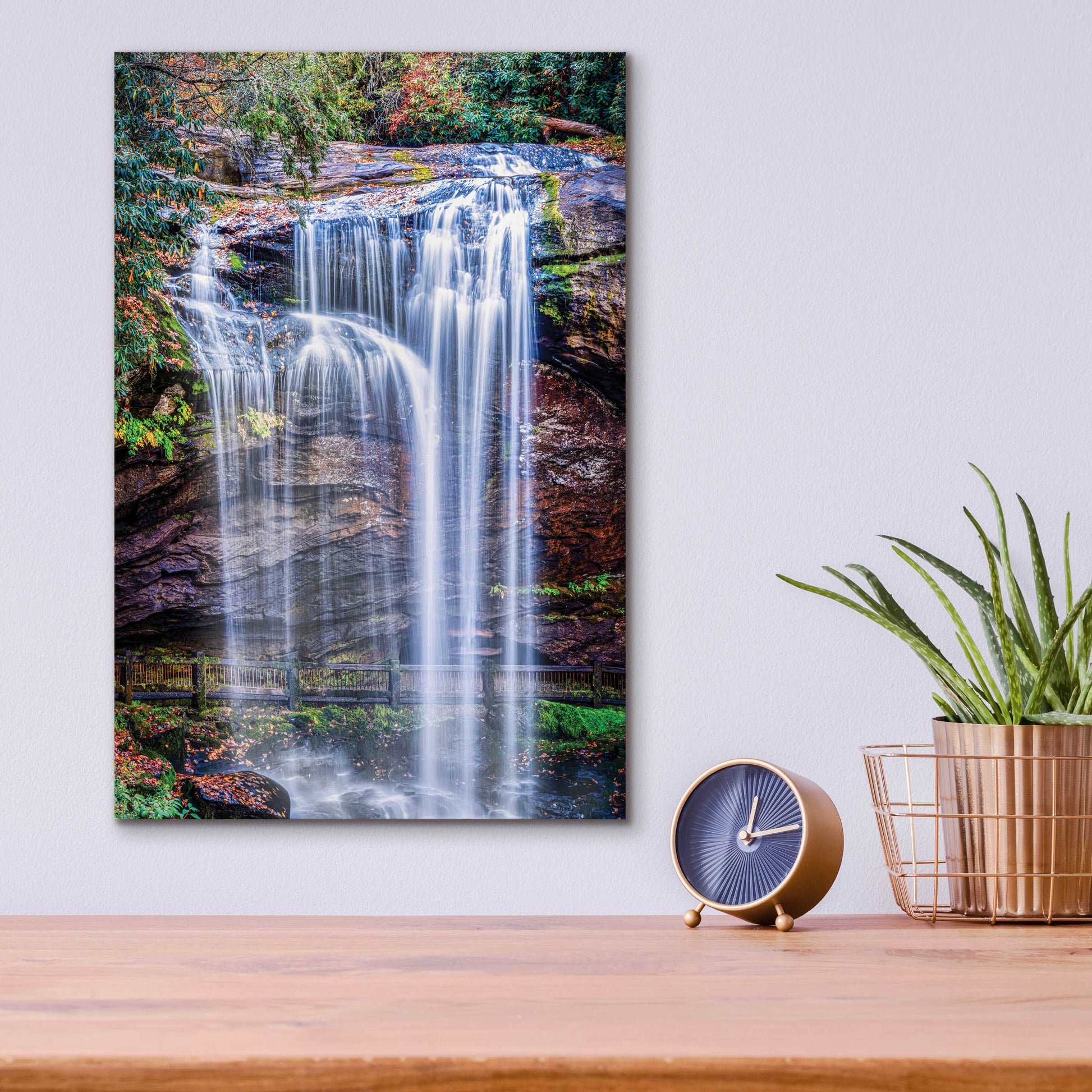 Epic Art 'Smoky Mountains Autumn Waterfall 1' by Grace Fine Arts Photography, Acrylic Glass Wall Art,12x16