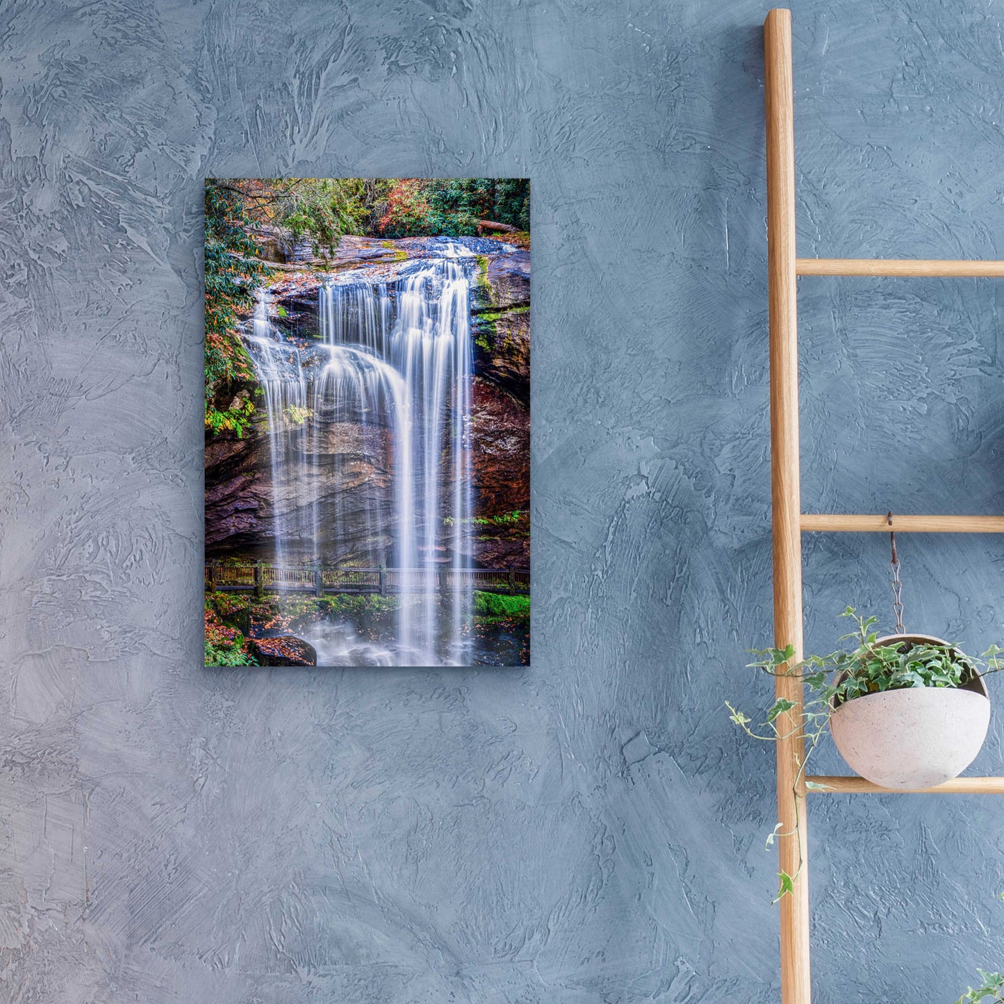 Epic Art 'Smoky Mountains Autumn Waterfall 1' by Grace Fine Arts Photography, Acrylic Glass Wall Art,16x24