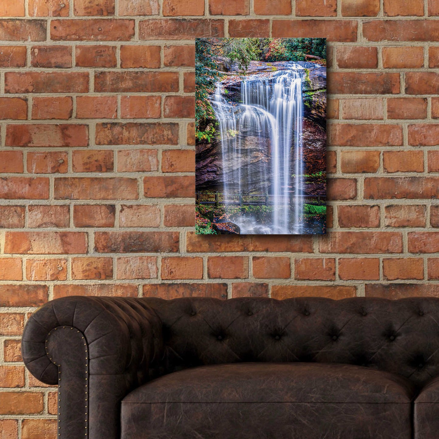 Epic Art 'Smoky Mountains Autumn Waterfall 1' by Grace Fine Arts Photography, Acrylic Glass Wall Art,16x24