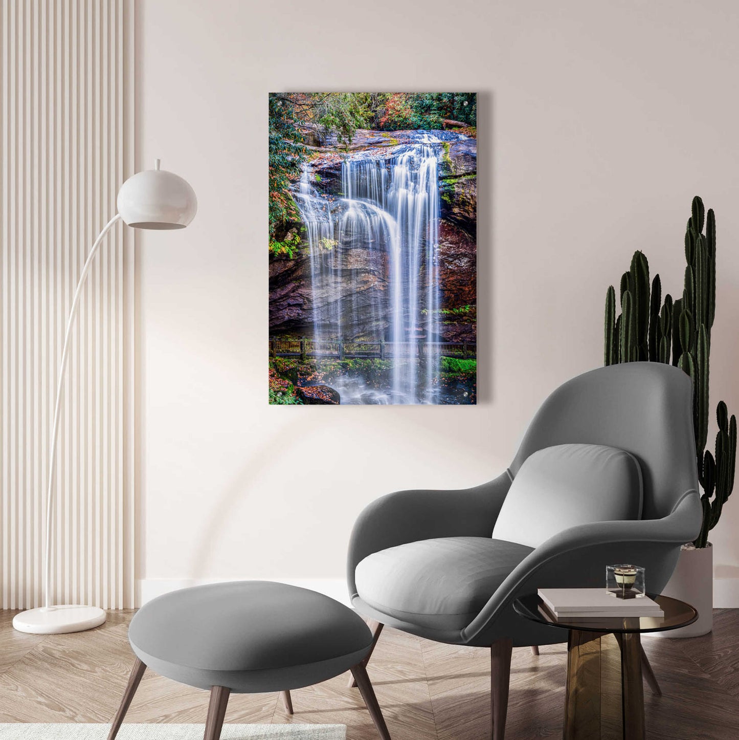 Epic Art 'Smoky Mountains Autumn Waterfall 1' by Grace Fine Arts Photography, Acrylic Glass Wall Art,24x36