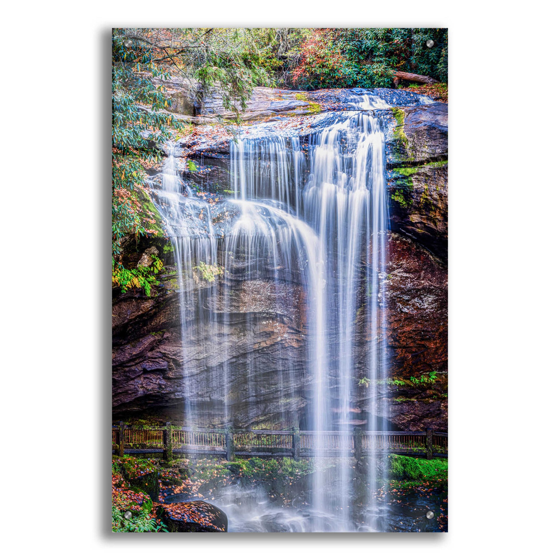 Epic Art 'Smoky Mountains Autumn Waterfall 1' by Grace Fine Arts Photography, Acrylic Glass Wall Art,24x36