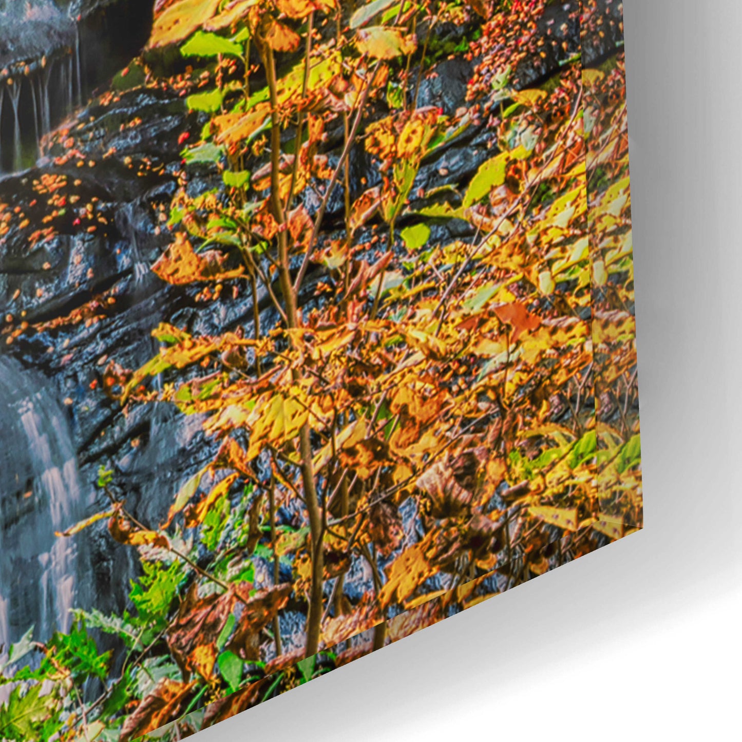 Epic Art 'Smoky Mountains Autumn Waterfall 2' by Grace Fine Arts Photography, Acrylic Glass Wall Art,12x16