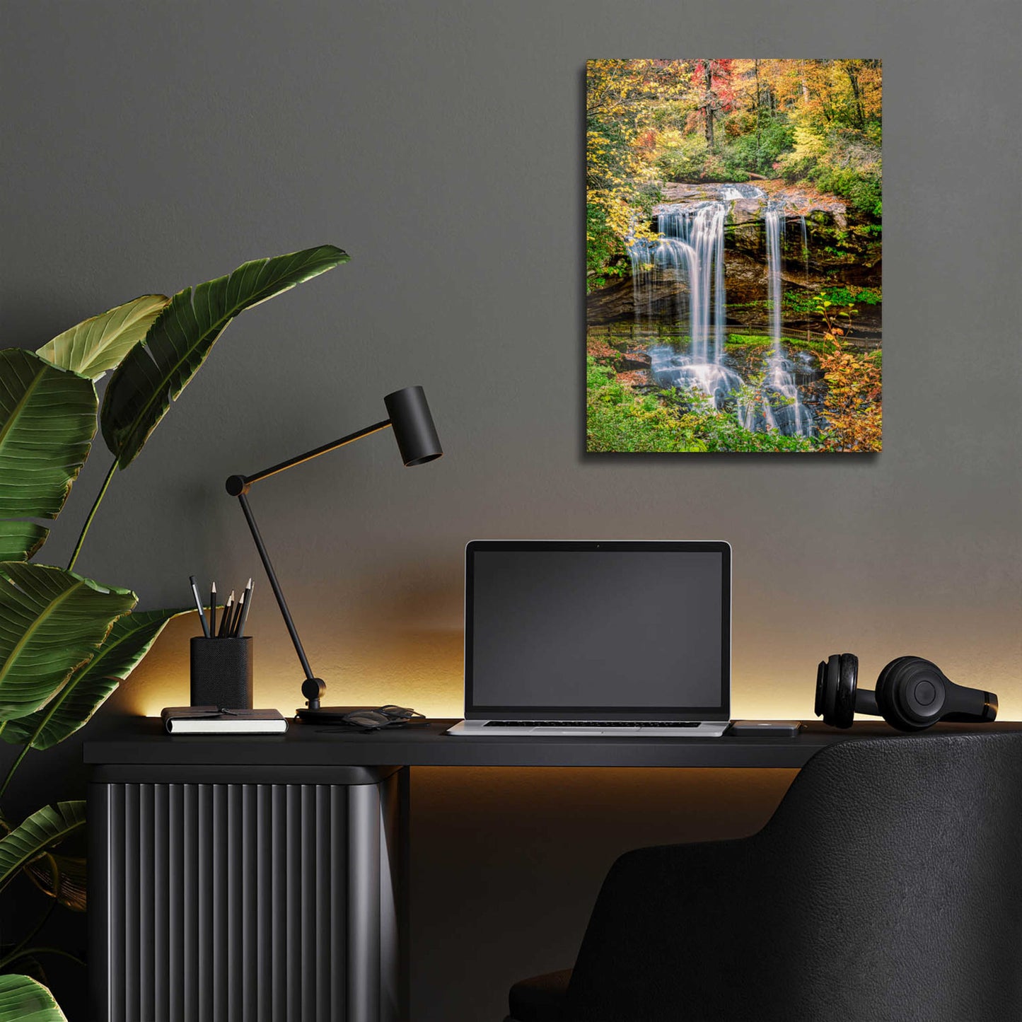 Epic Art 'Smoky Mountains Autumn Waterfall 2' by Grace Fine Arts Photography, Acrylic Glass Wall Art,12x16