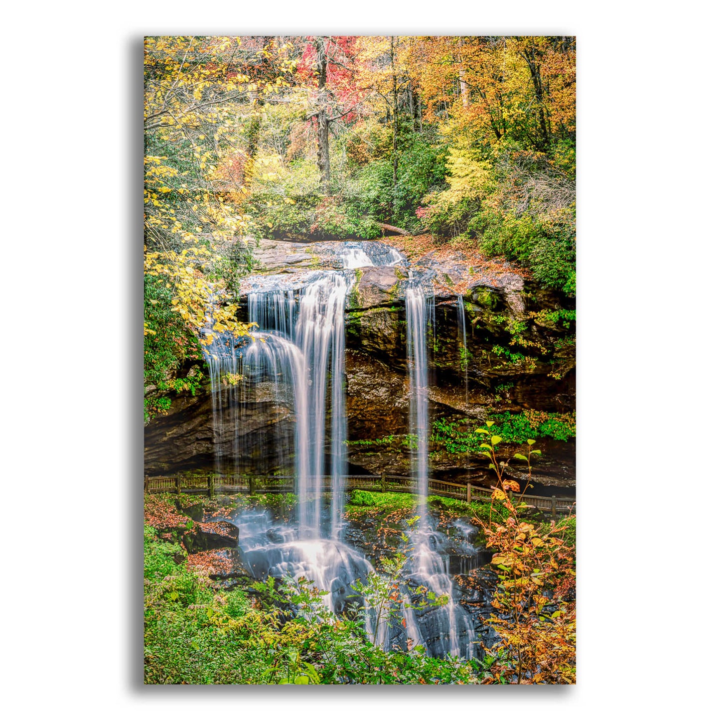 Epic Art 'Smoky Mountains Autumn Waterfall 2' by Grace Fine Arts Photography, Acrylic Glass Wall Art,12x16