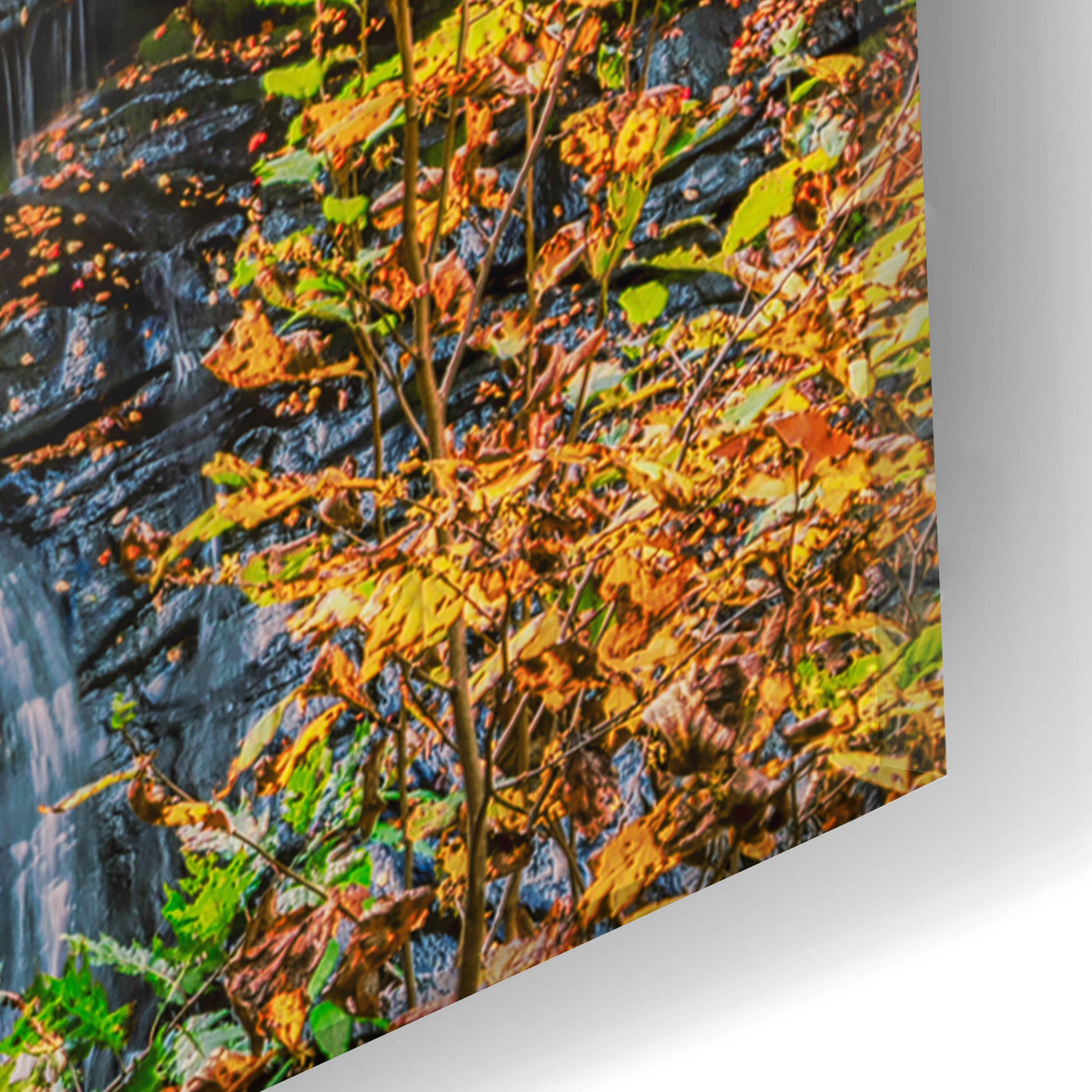 Epic Art 'Smoky Mountains Autumn Waterfall 2' by Grace Fine Arts Photography, Acrylic Glass Wall Art,16x24