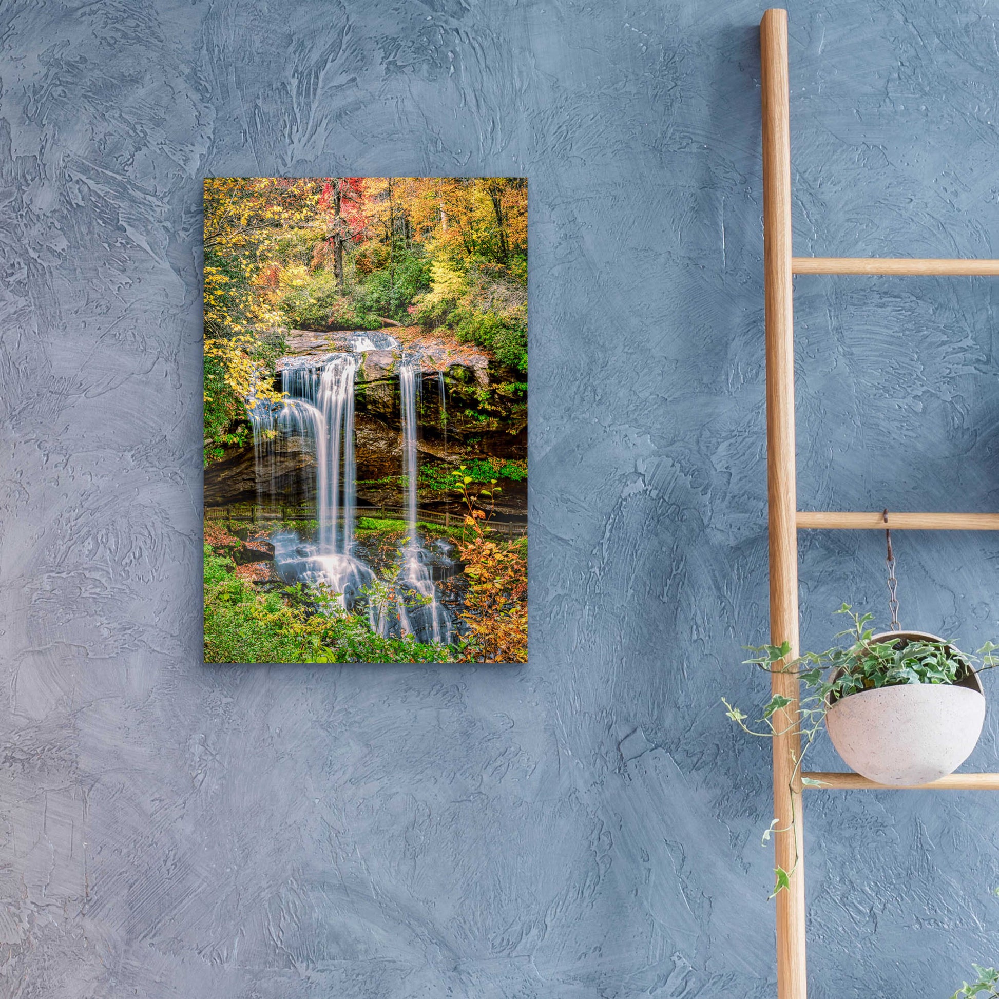 Epic Art 'Smoky Mountains Autumn Waterfall 2' by Grace Fine Arts Photography, Acrylic Glass Wall Art,16x24