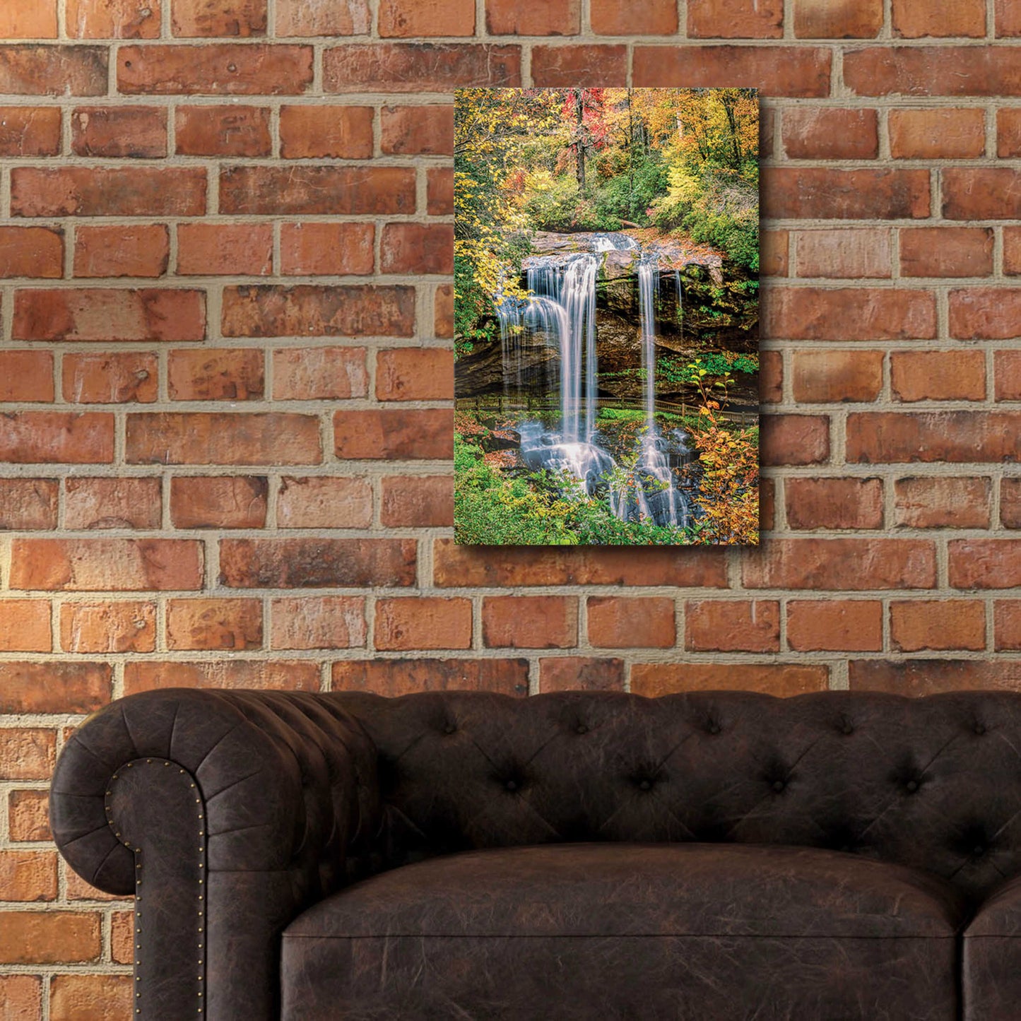 Epic Art 'Smoky Mountains Autumn Waterfall 2' by Grace Fine Arts Photography, Acrylic Glass Wall Art,16x24