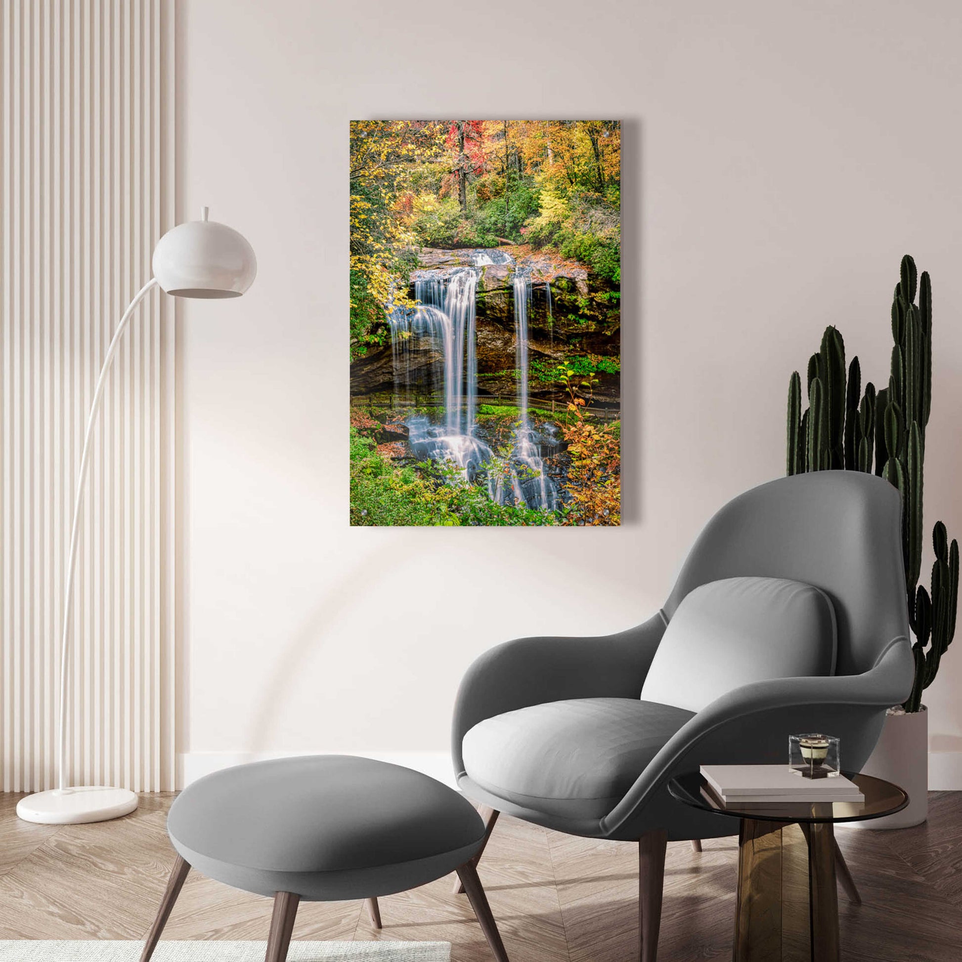 Epic Art 'Smoky Mountains Autumn Waterfall 2' by Grace Fine Arts Photography, Acrylic Glass Wall Art,24x36