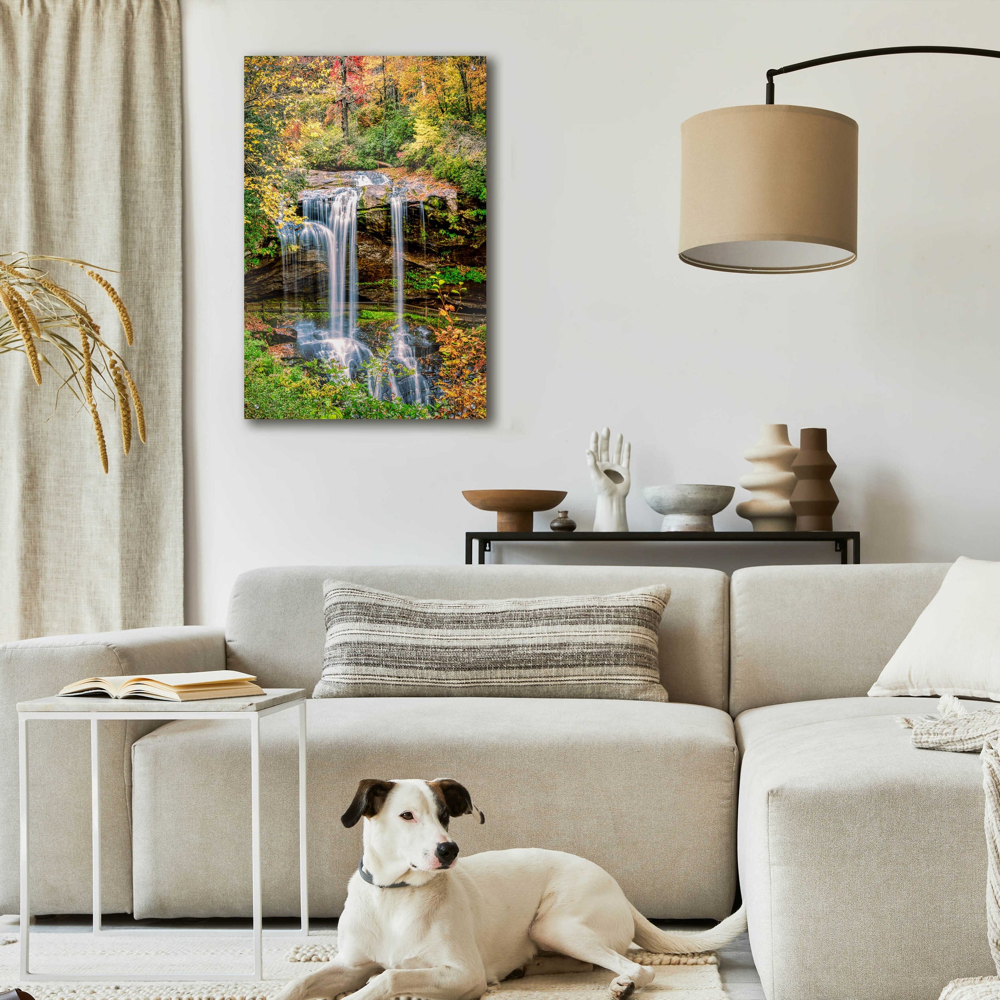 Epic Art 'Smoky Mountains Autumn Waterfall 2' by Grace Fine Arts Photography, Acrylic Glass Wall Art,24x36