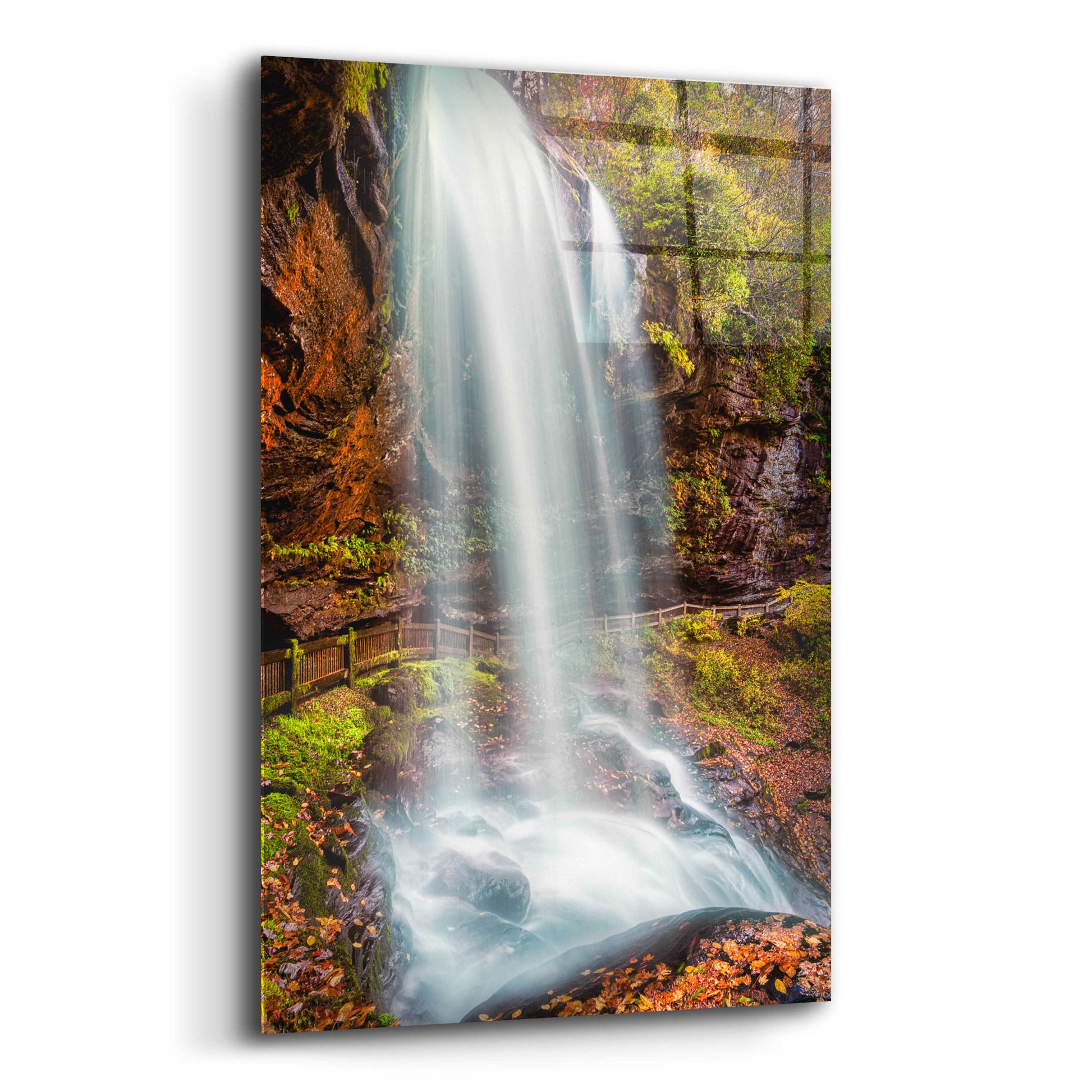 Epic Art 'Smoky Mountains Autumn Waterfall 3' by Grace Fine Arts Photography, Acrylic Glass Wall Art,12x16