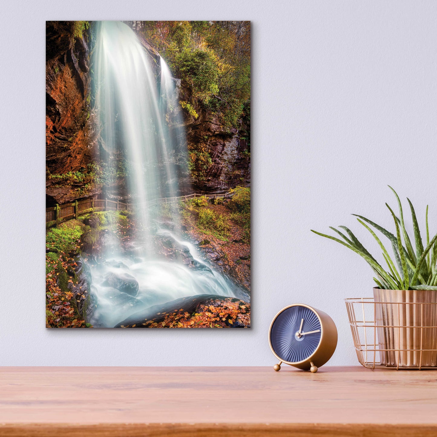 Epic Art 'Smoky Mountains Autumn Waterfall 3' by Grace Fine Arts Photography, Acrylic Glass Wall Art,12x16