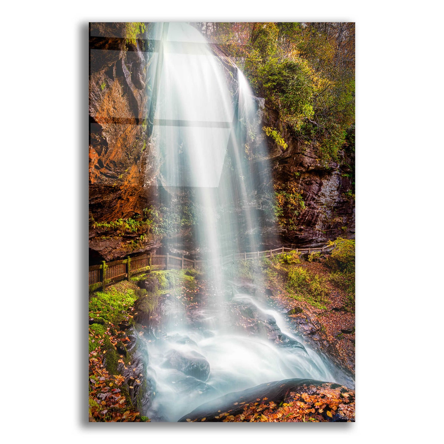 Epic Art 'Smoky Mountains Autumn Waterfall 3' by Grace Fine Arts Photography, Acrylic Glass Wall Art,12x16