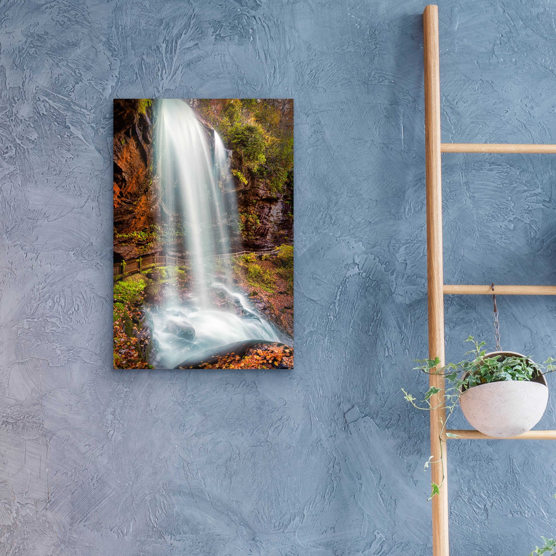 Epic Art 'Smoky Mountains Autumn Waterfall 3' by Grace Fine Arts Photography, Acrylic Glass Wall Art,16x24