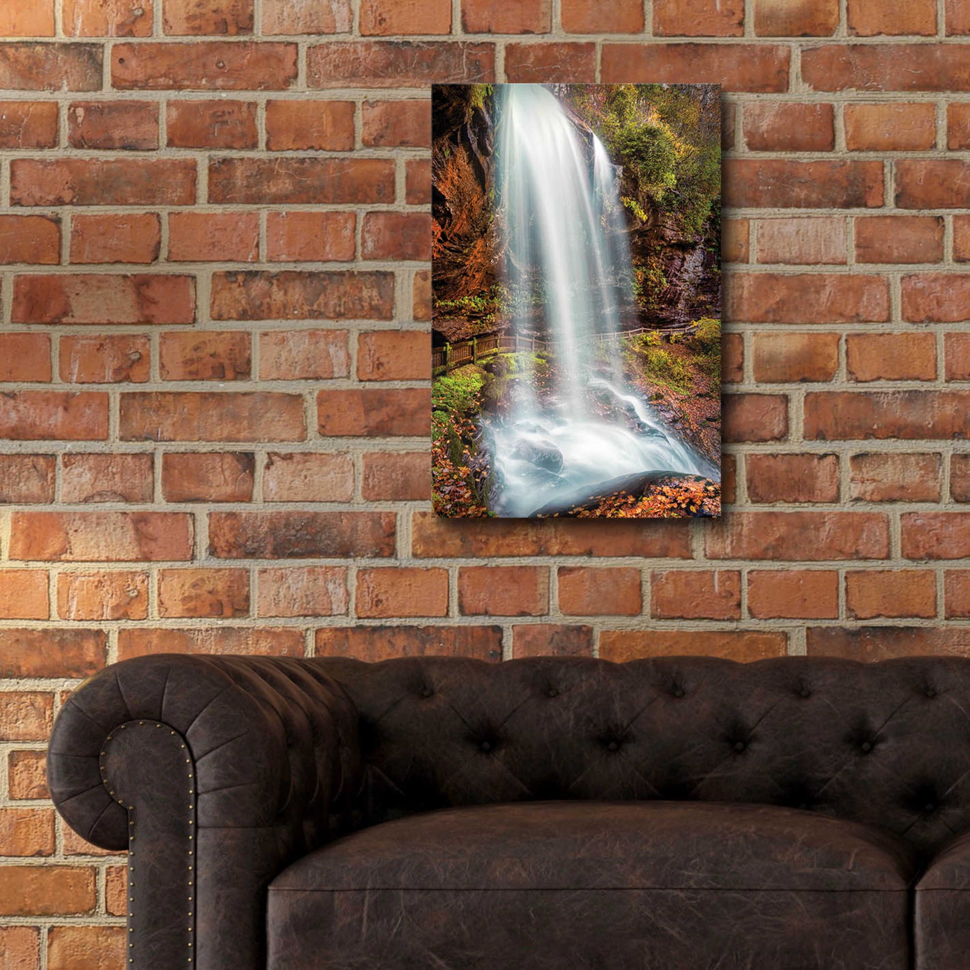 Epic Art 'Smoky Mountains Autumn Waterfall 3' by Grace Fine Arts Photography, Acrylic Glass Wall Art,16x24