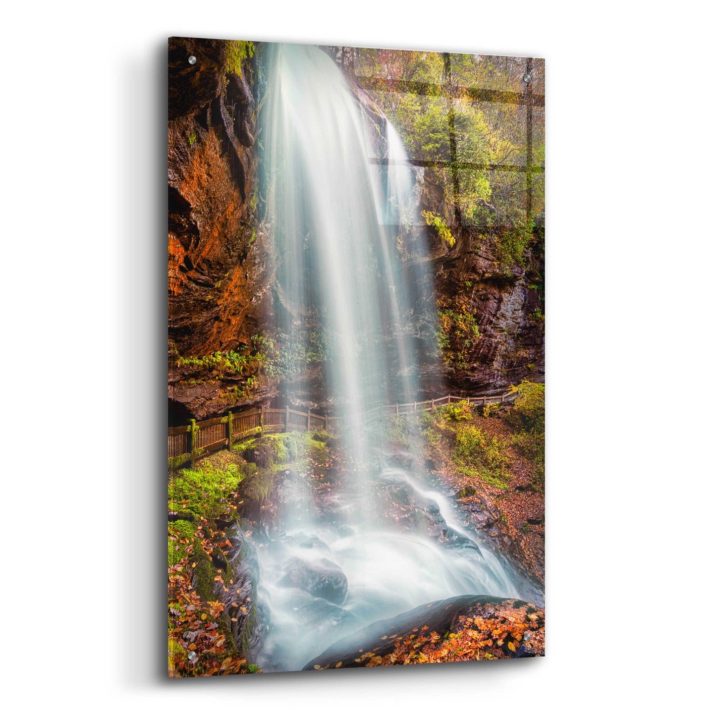 Epic Art 'Smoky Mountains Autumn Waterfall 3' by Grace Fine Arts Photography, Acrylic Glass Wall Art,24x36