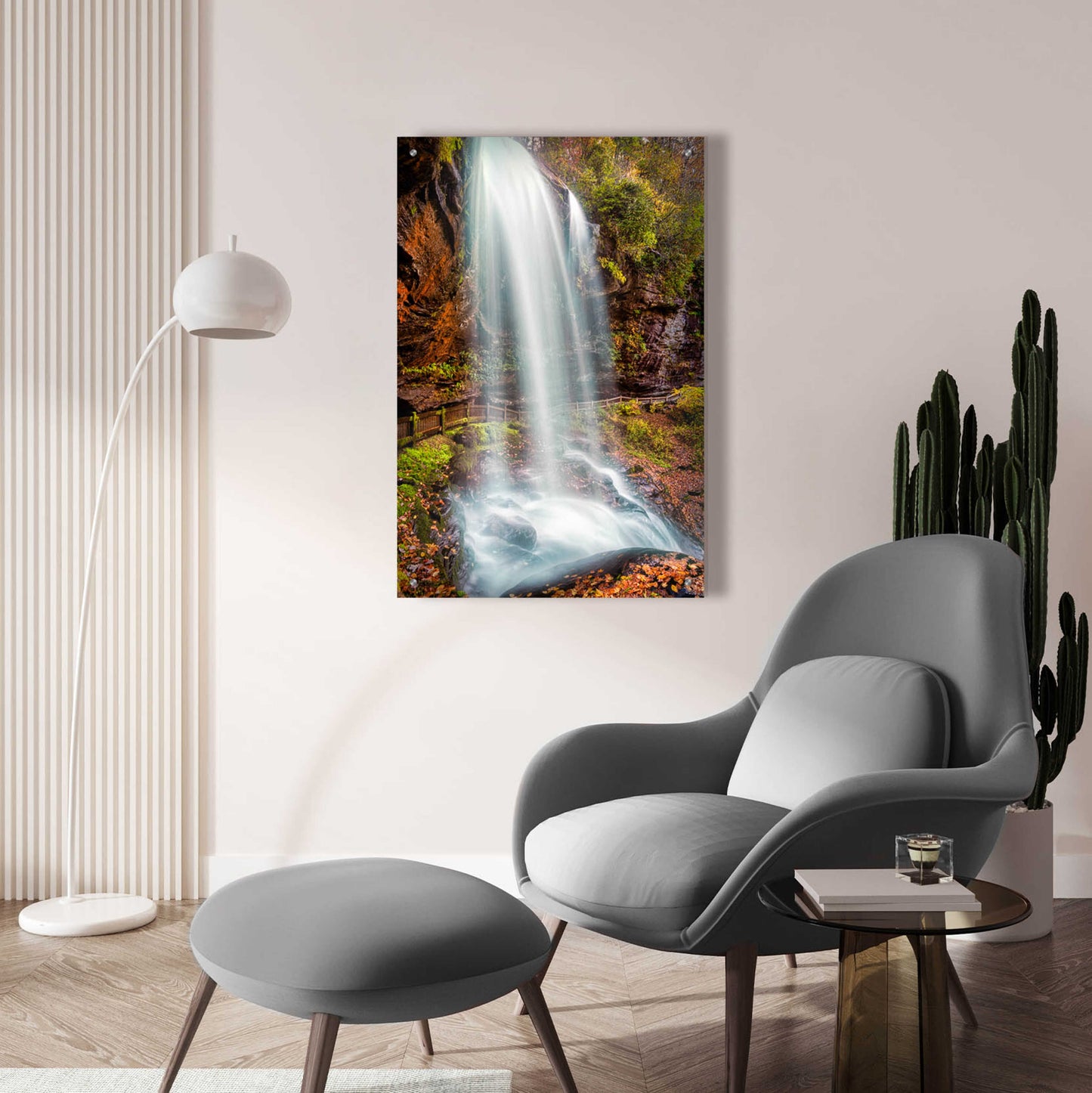 Epic Art 'Smoky Mountains Autumn Waterfall 3' by Grace Fine Arts Photography, Acrylic Glass Wall Art,24x36