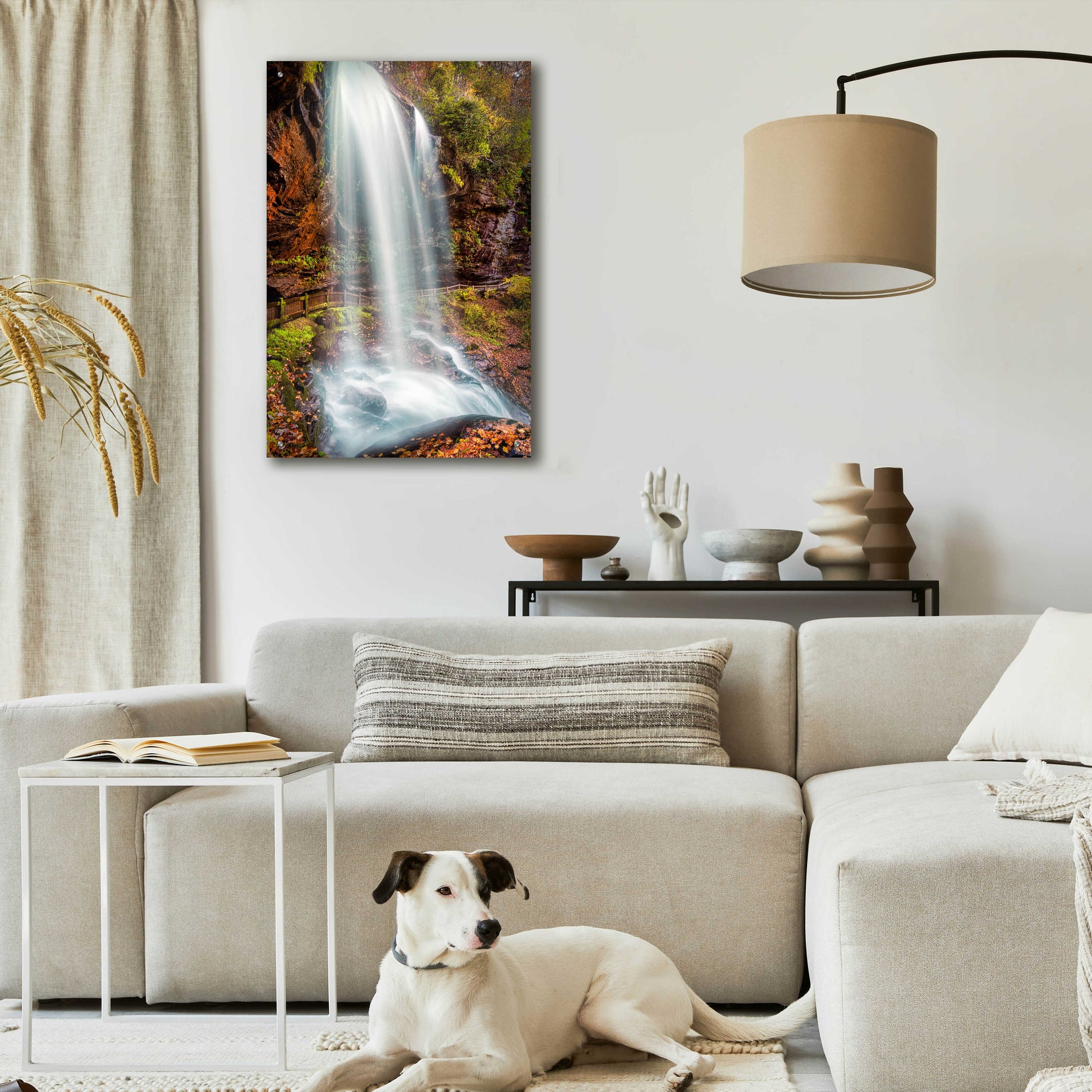 Epic Art 'Smoky Mountains Autumn Waterfall 3' by Grace Fine Arts Photography, Acrylic Glass Wall Art,24x36