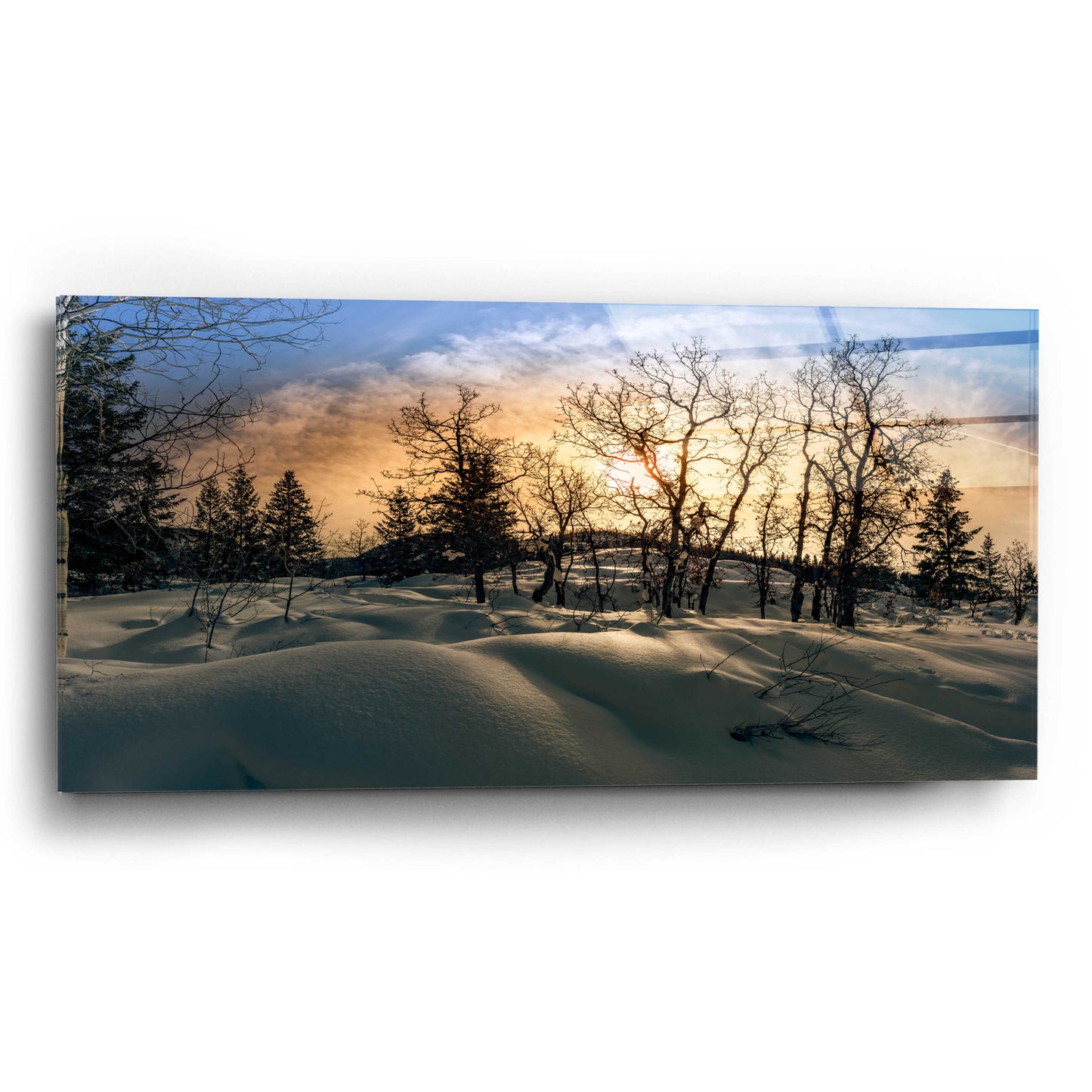 Epic Art 'Snowy Sunrise' by Grace Fine Arts Photography, Acrylic Glass Wall Art,24x12