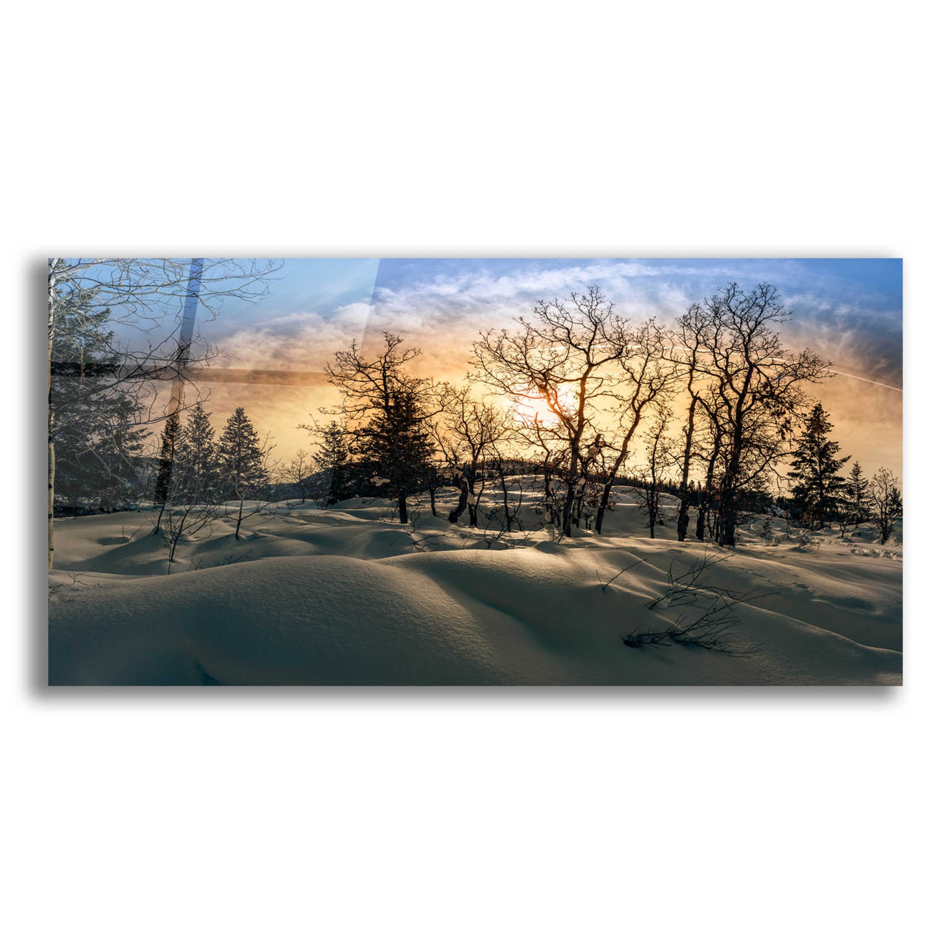 Epic Art 'Snowy Sunrise' by Grace Fine Arts Photography, Acrylic Glass Wall Art,24x12