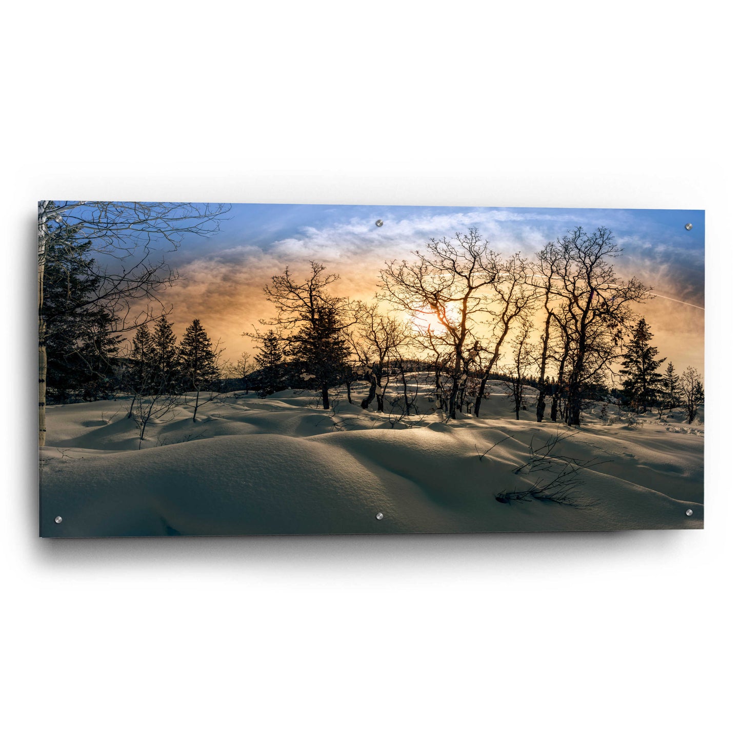 Epic Art 'Snowy Sunrise' by Grace Fine Arts Photography, Acrylic Glass Wall Art,48x24