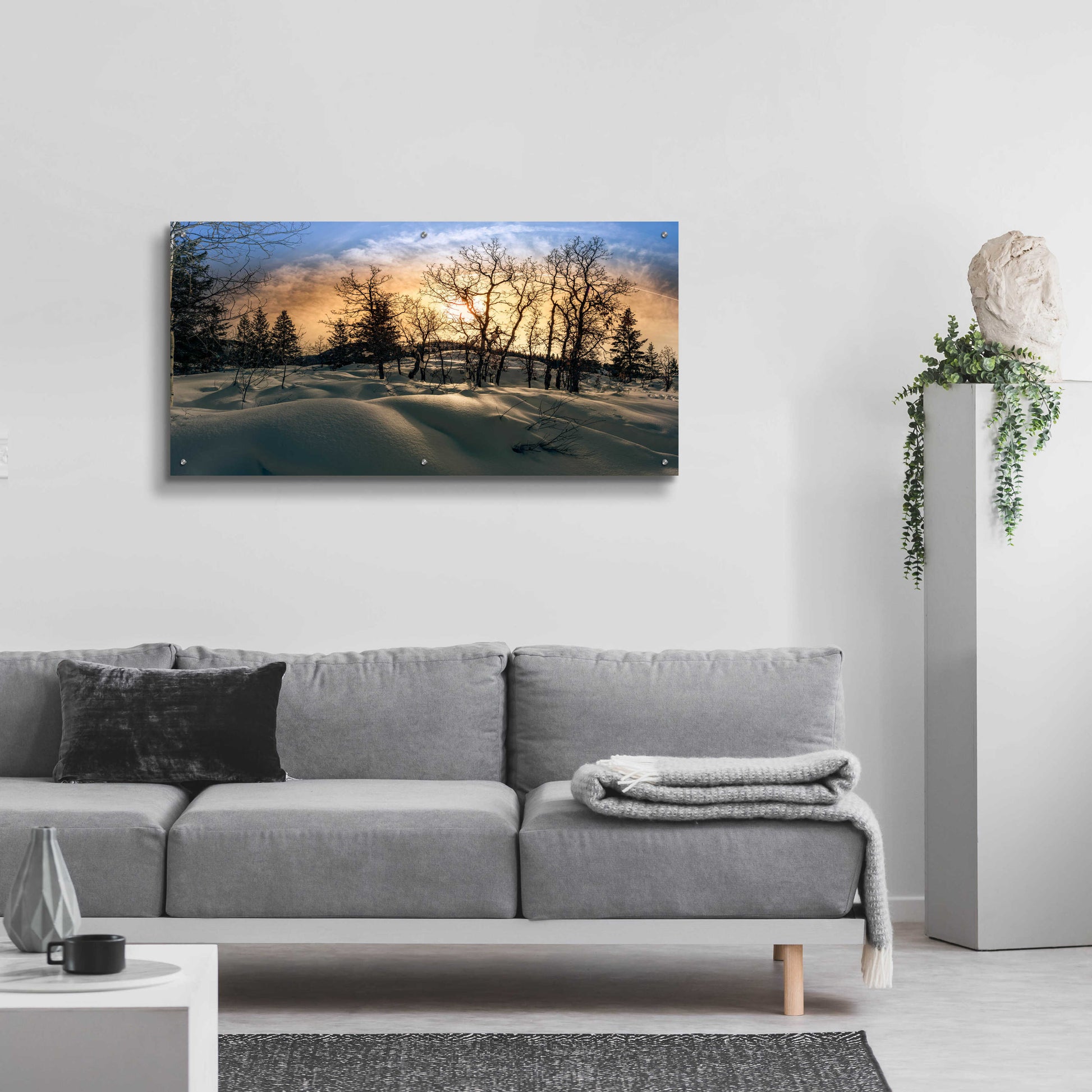 Epic Art 'Snowy Sunrise' by Grace Fine Arts Photography, Acrylic Glass Wall Art,48x24