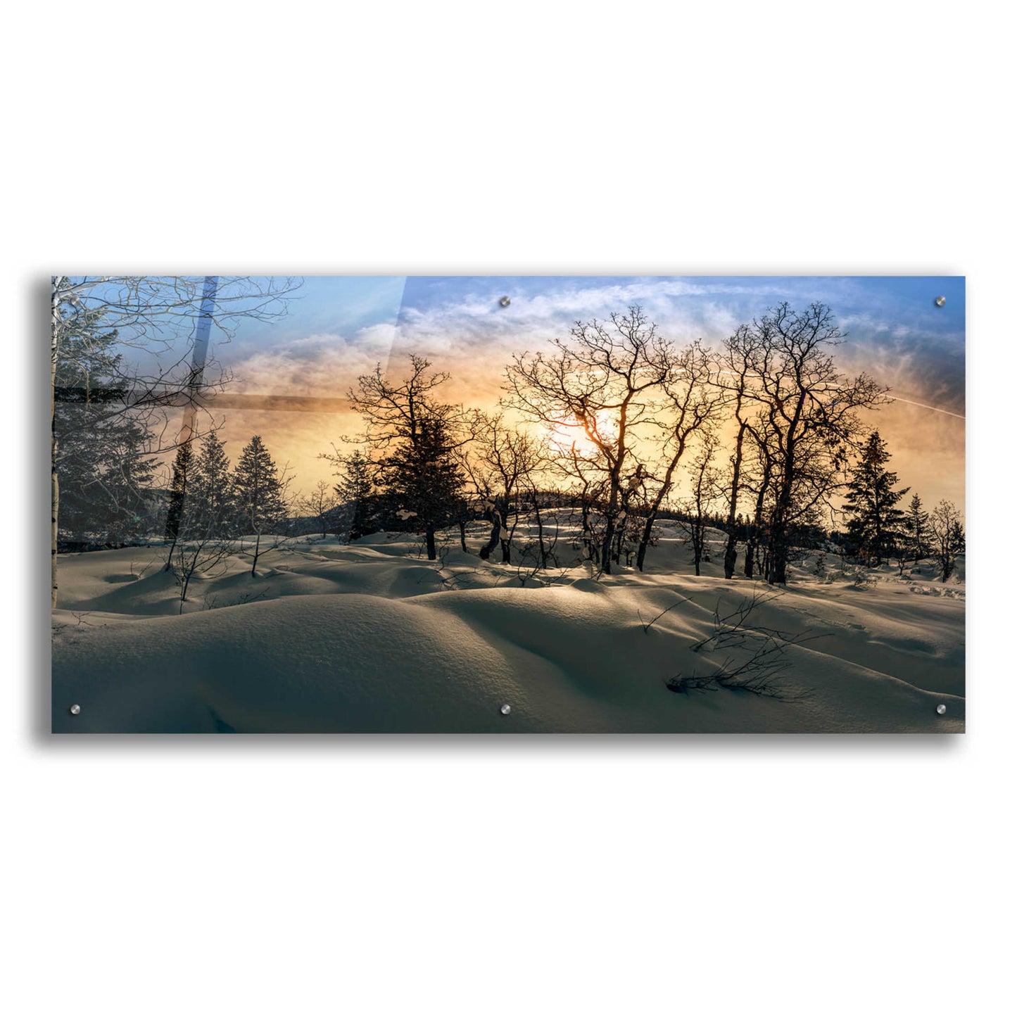 Epic Art 'Snowy Sunrise' by Grace Fine Arts Photography, Acrylic Glass Wall Art,48x24