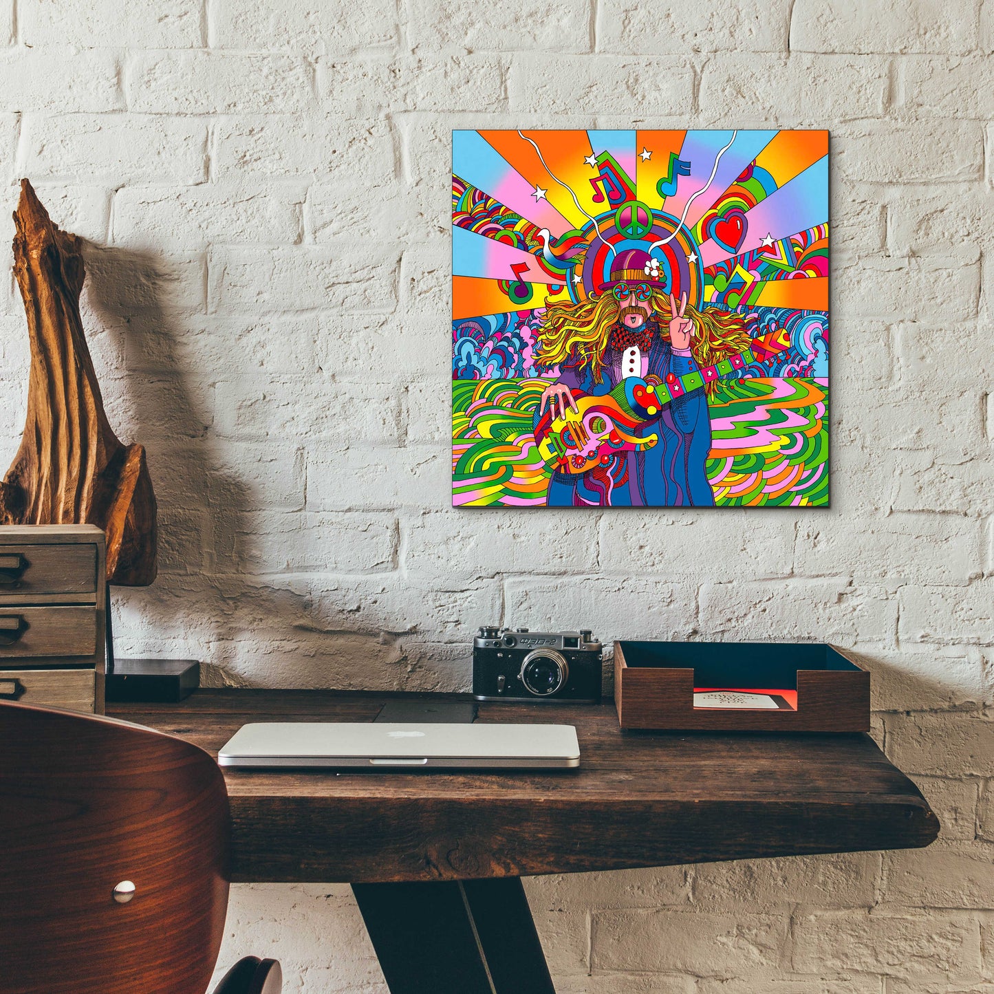 Epic Art 'Hippie Musician' by Howie Green, Acrylic Glass Wall Art,12x12