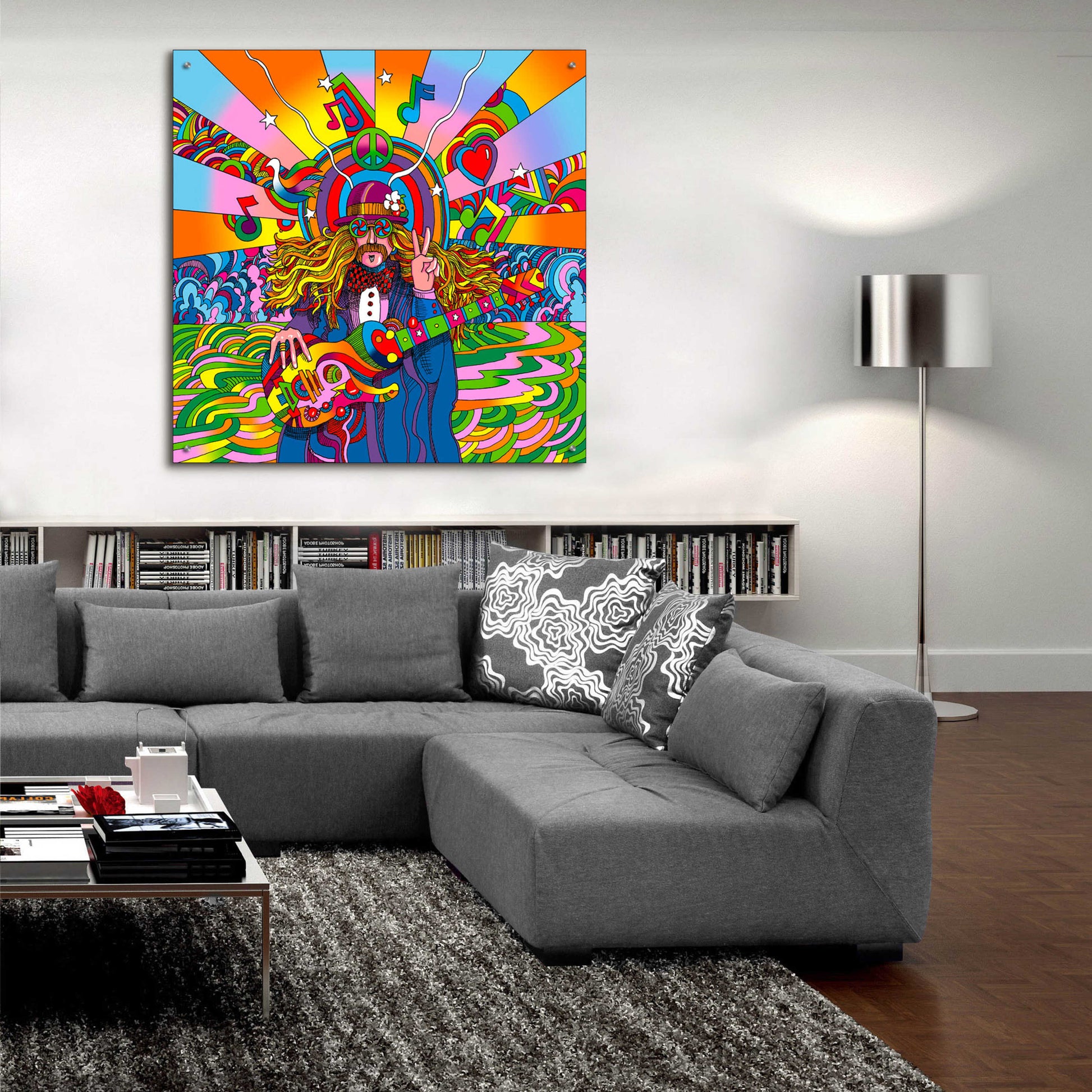 Epic Art 'Hippie Musician' by Howie Green, Acrylic Glass Wall Art,36x36