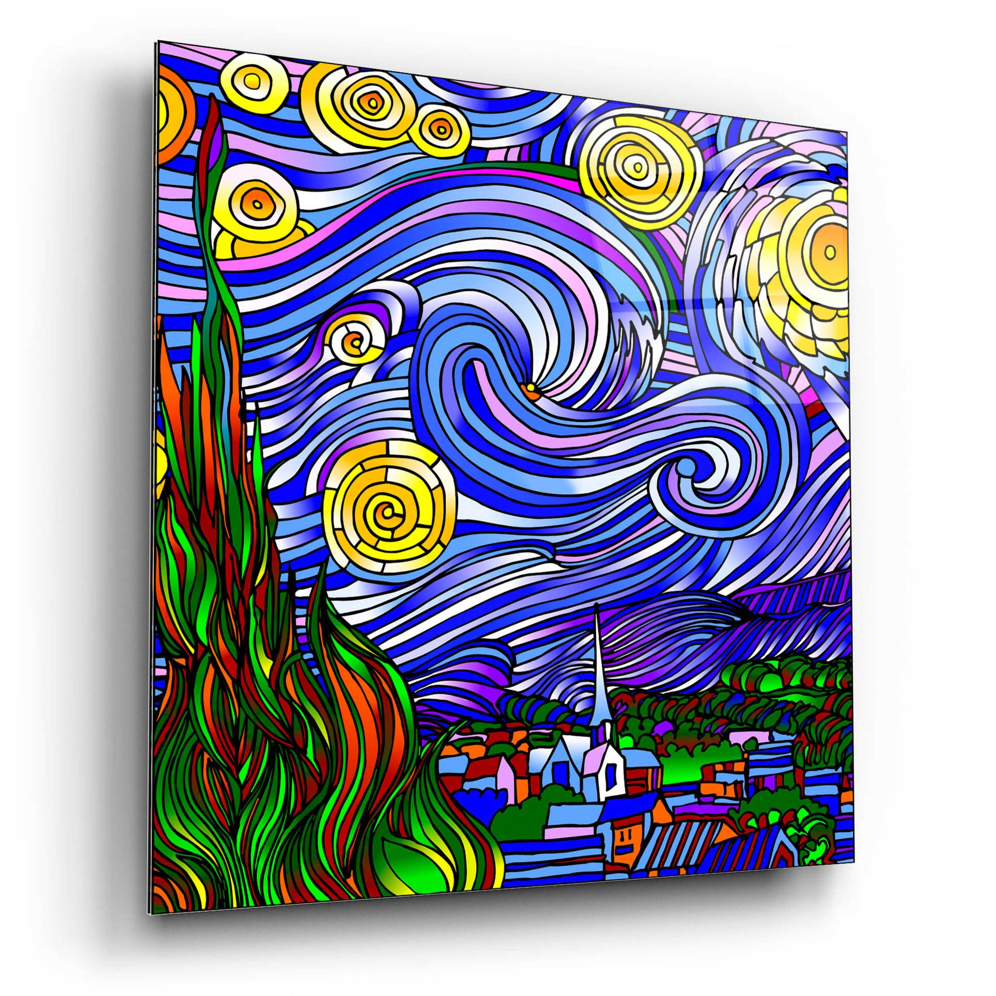 Epic Art 'Starry Night 1' by Howie Green, Acrylic Glass Wall Art,12x12