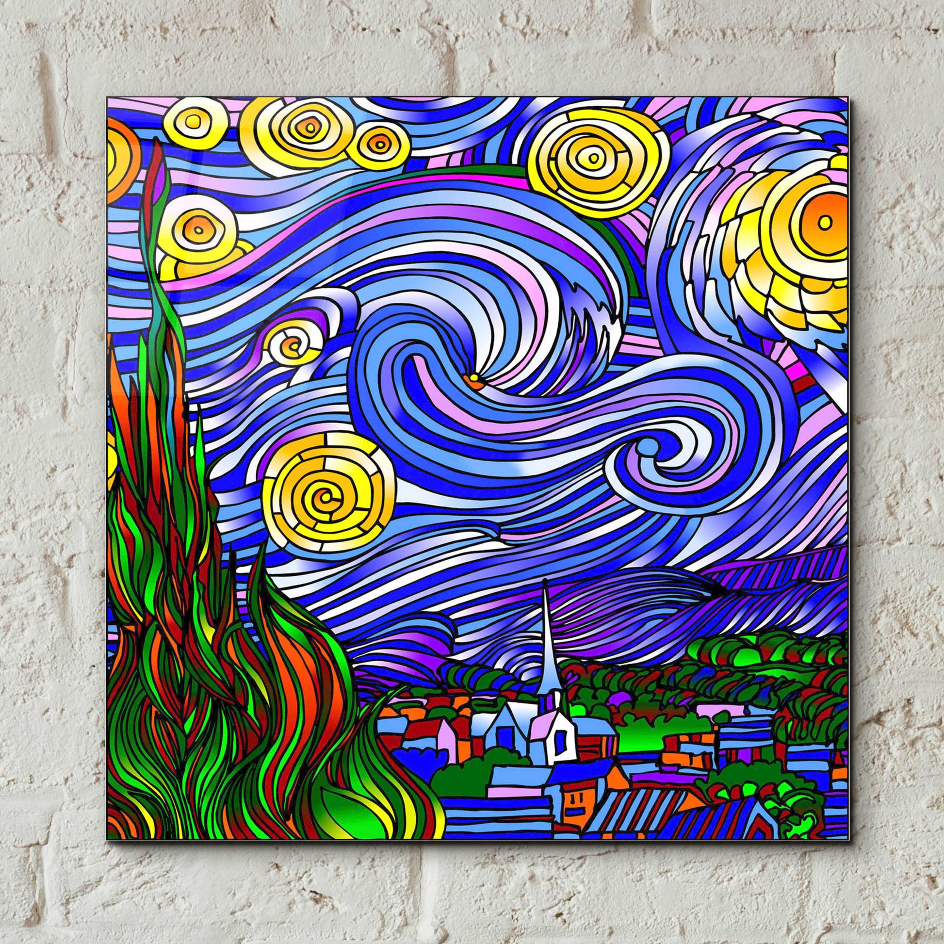 Epic Art 'Starry Night 1' by Howie Green, Acrylic Glass Wall Art,12x12