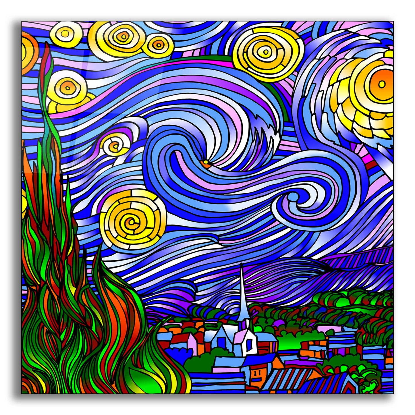 Epic Art 'Starry Night 1' by Howie Green, Acrylic Glass Wall Art,12x12